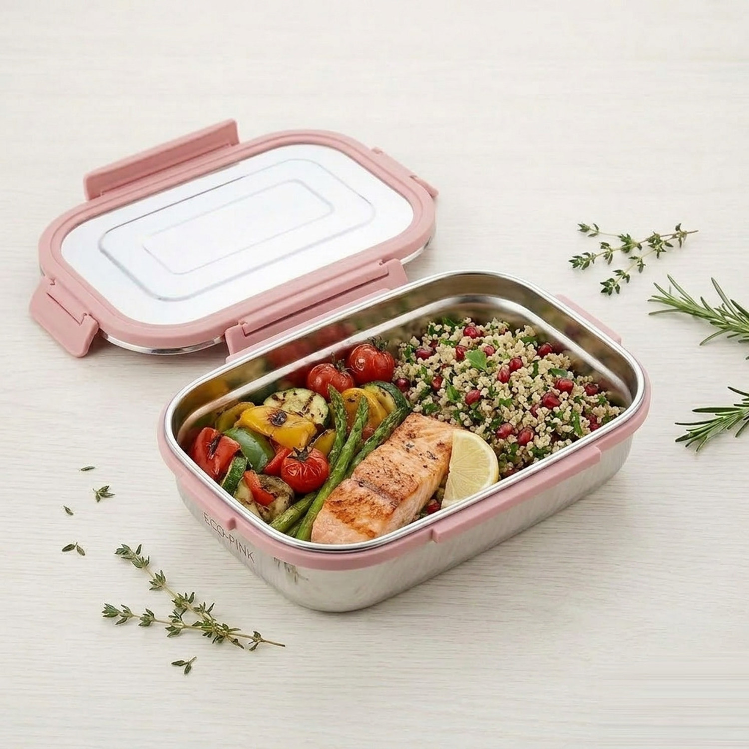 Image of BLLUEX Stainless Steel Leak Proof, Airtight Lunch Box /Tiffin Box for Office, School 2 Containers Stainless Steel, Plastic School Lunch Box