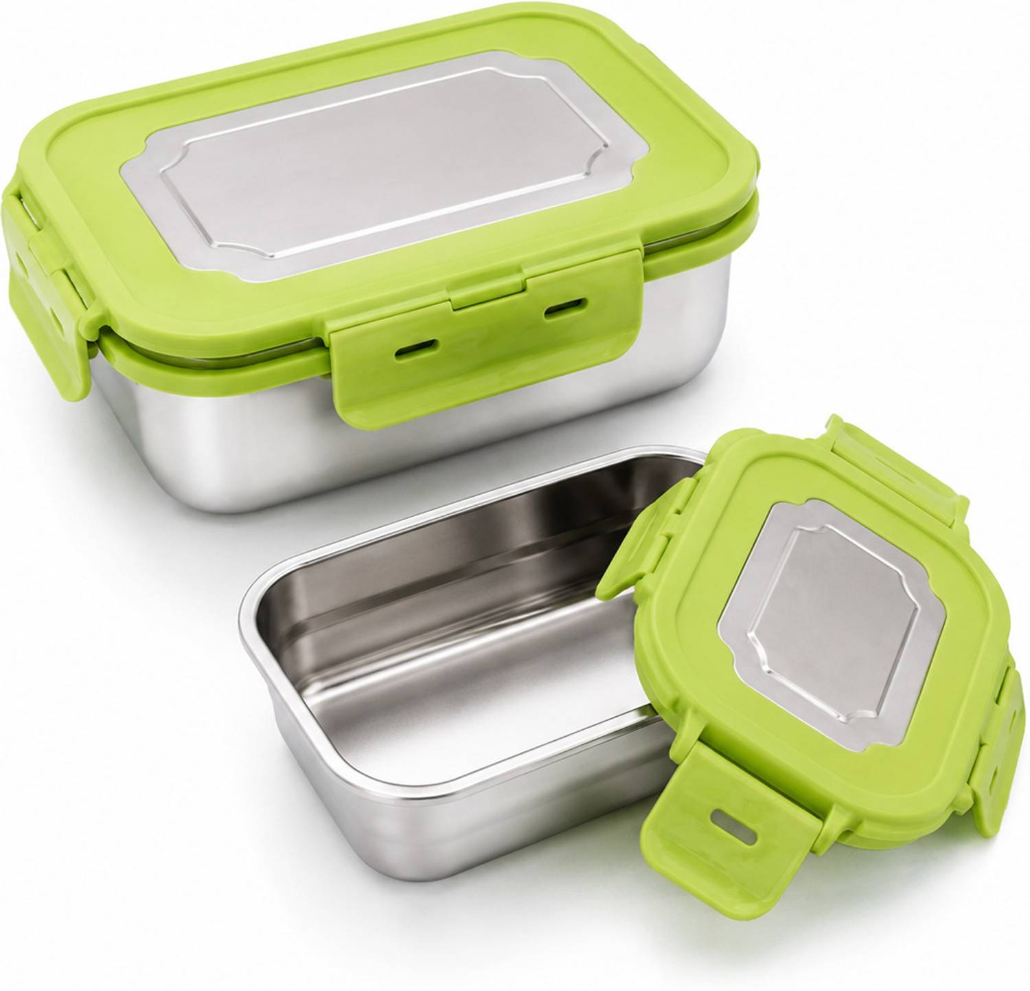 Artisan Set of 2 Stainless Steel Airtight Lunch Box Set 2 Containers Stainless Steel Office Lunch Box