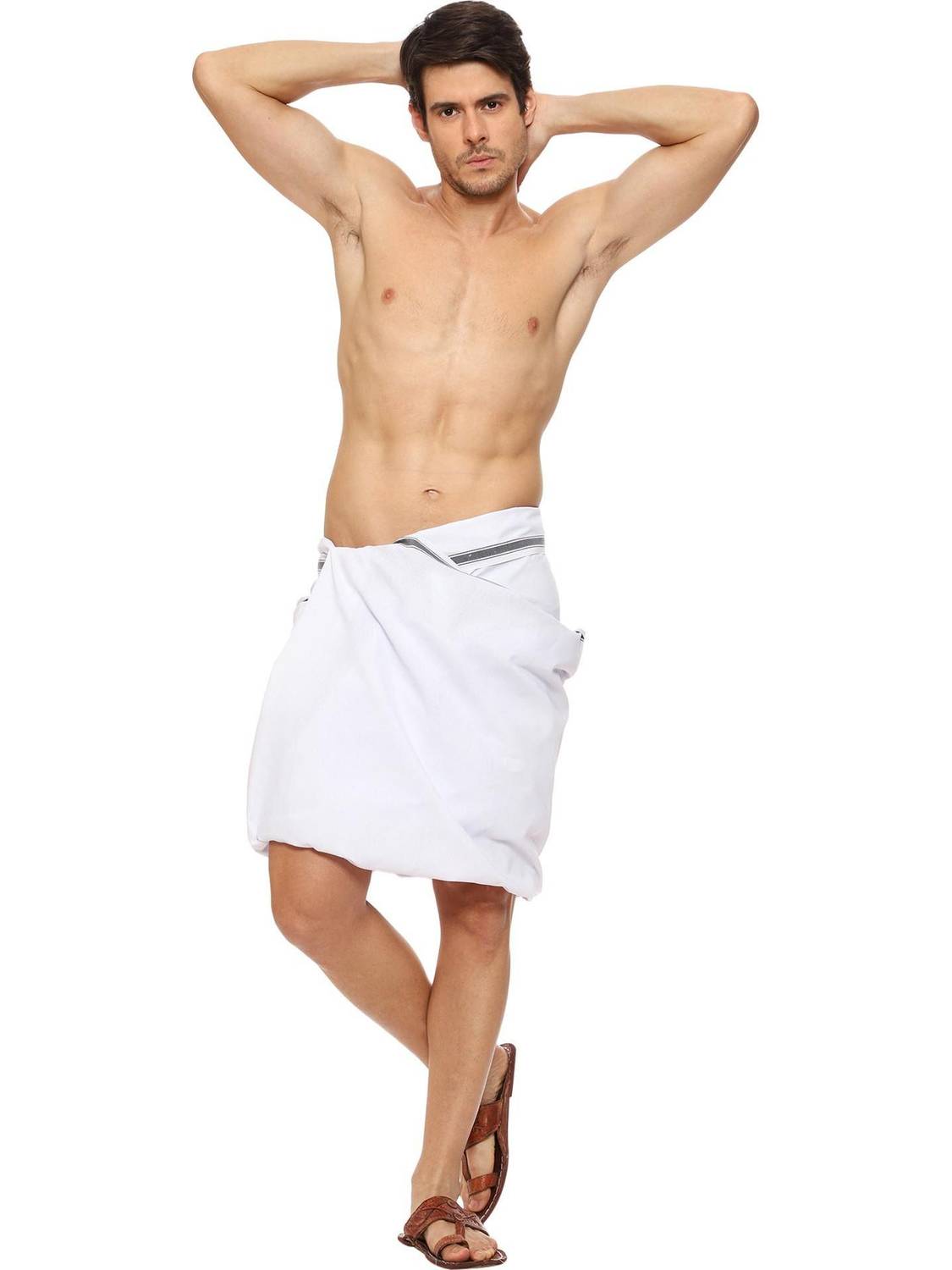 AHMADUN Solid White, Black Lungi