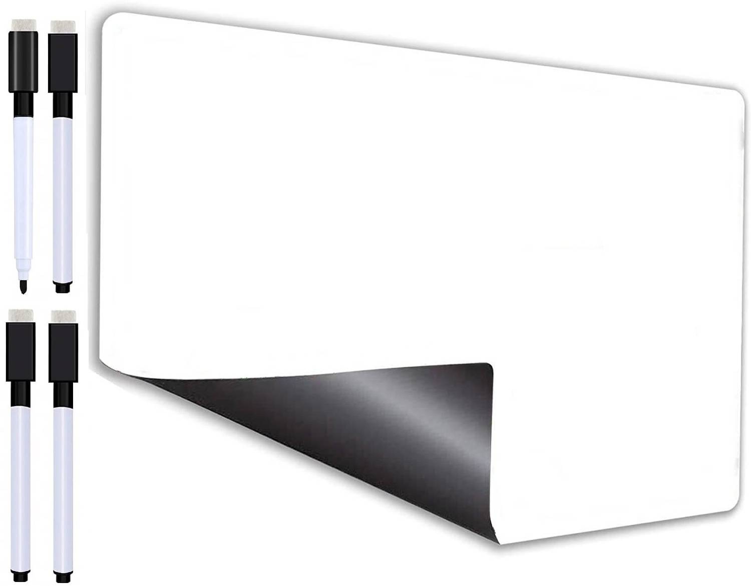 AweStuffs Magnetic Whiteboard Sheet for Refrigerator with 2 Markers & Eraser Magnetic Note Pads Pack of 1