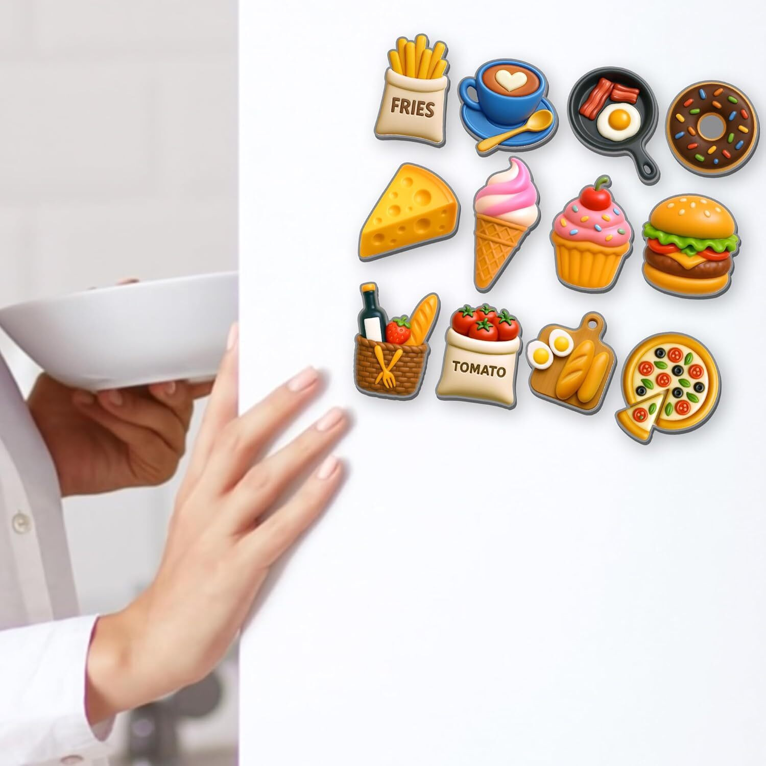 Image of Kishu Craft Cute Food Fridge Magnets Strong Magnetic Decorative Kitchen Magnets. Fridge Magnet Pack of 12
