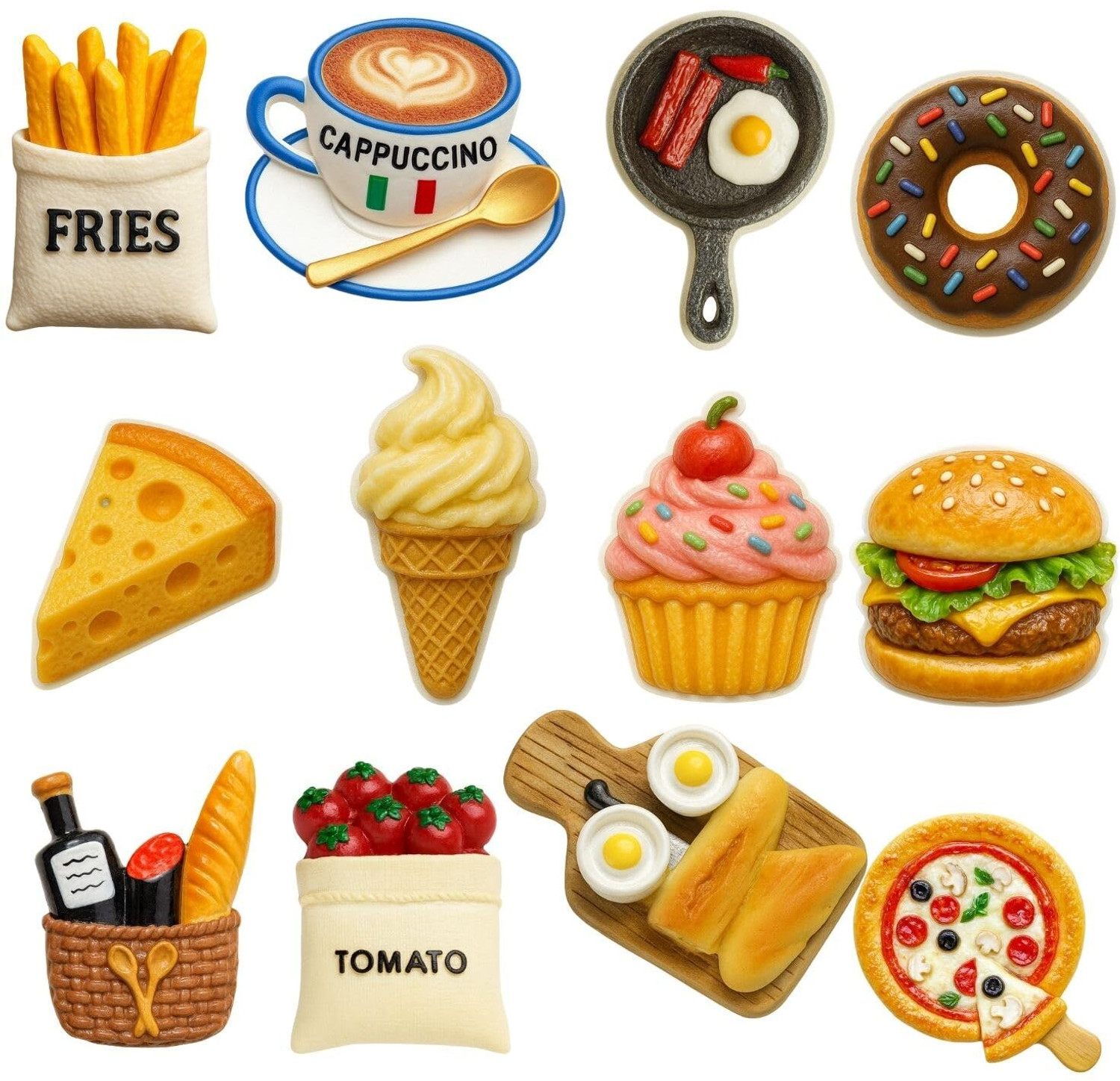 Image of Kishu Craft Cute Food Fridge Magnets Strong Magnetic Decorative Kitchen Magnets. Fridge Magnet Pack of 12