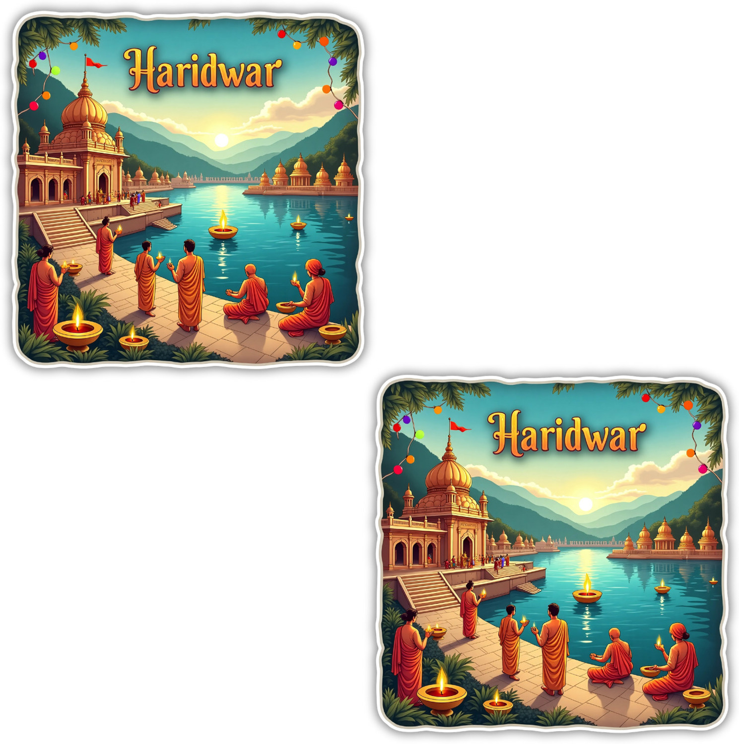 Image of Naxon Haridwar Wooden Fridge Magnet For Home & Kitchen Decor Fridge Magnet Pack of 2