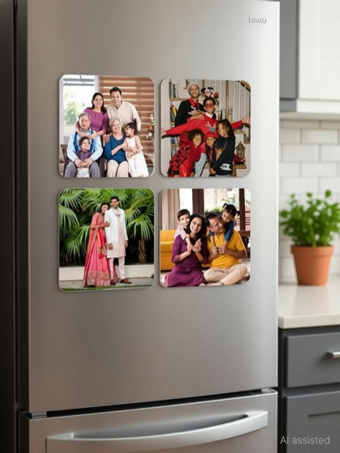 Image of jojo creations Custom Photo Fridge Magnet for Birthday & Anniversary Gift Fridge Magnet Pack of 4 (Multicolor)