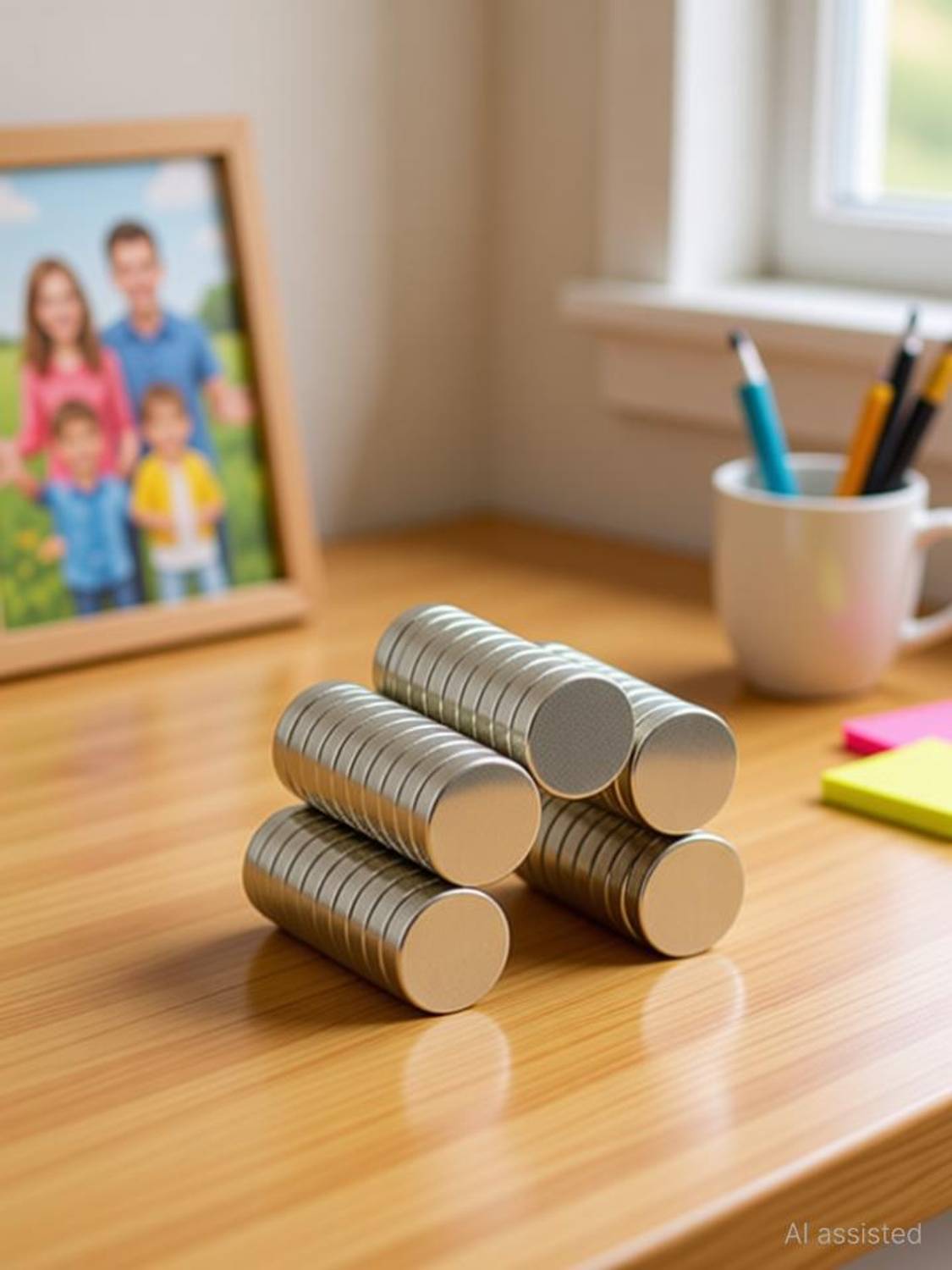 ART IFACT 50 Pieces of 7mm x 1.5mm Neodymium Magnets - N52 Disc / Cylindrical magnets - Rare Earth NdfeB Fridge Magnet, Multipurpose Office Magnets, Magnetic Paper Holder Pack of 50