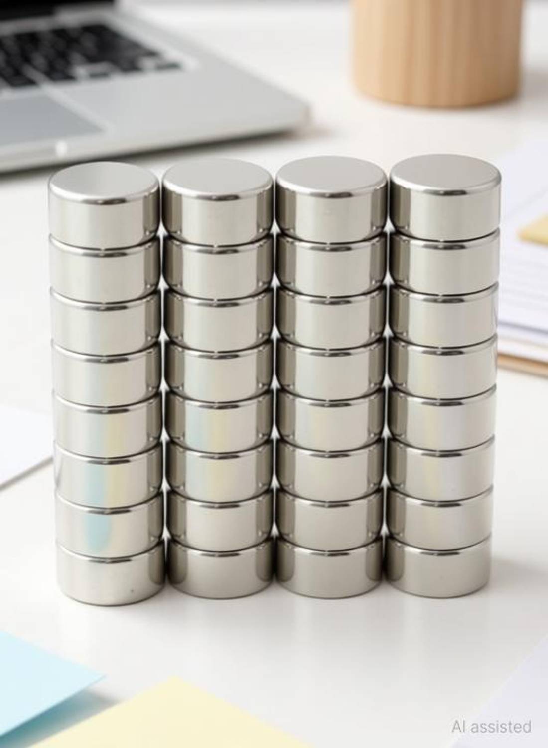 ART IFACT 20 Pieces of 8mm x 3mm Neodymium Magnets - N52 Disc / Cylindrical magnets - Rare Earth NdfeB Fridge Magnet, Multipurpose Office Magnets, Magnetic Paper Holder Pack of 20