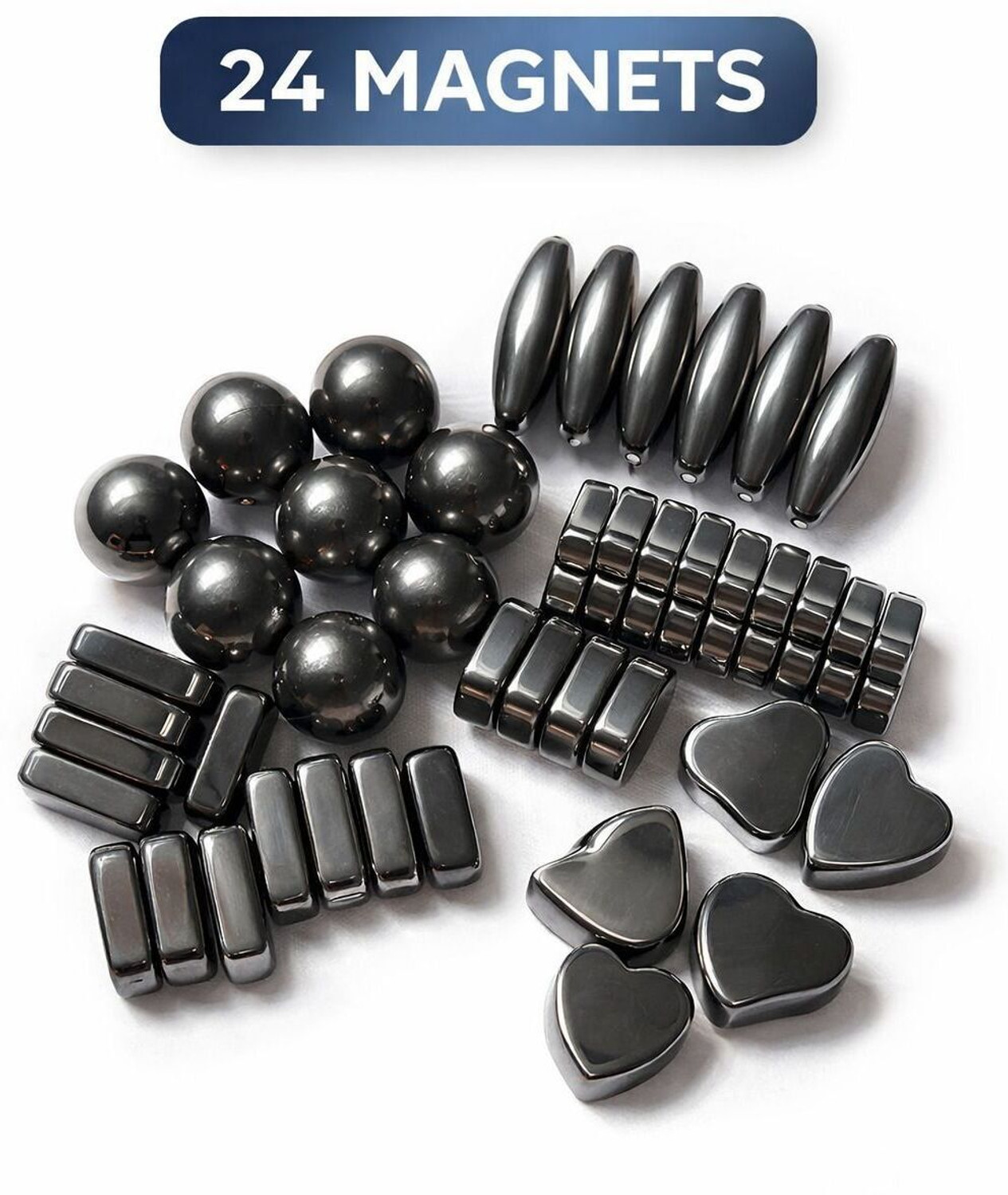 Image of Utsub Magnetic Toy 24 pcs - 5 Shapes Magnetic Shape Set for Kids Multipurpose Office Magnets Pack of 24