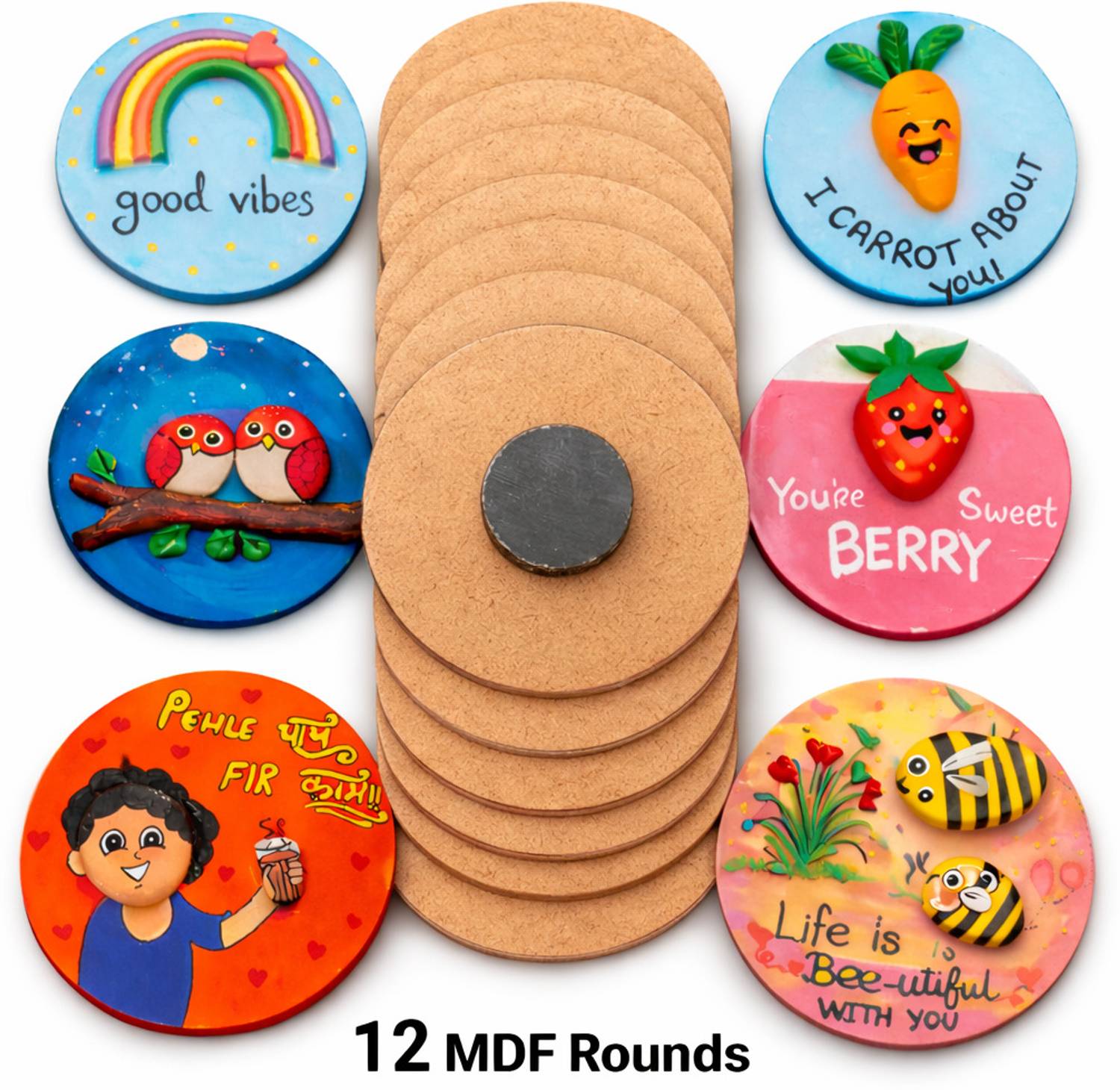 the brown box DIY MDF Fridge magnets Fridge Magnet Pack of 12