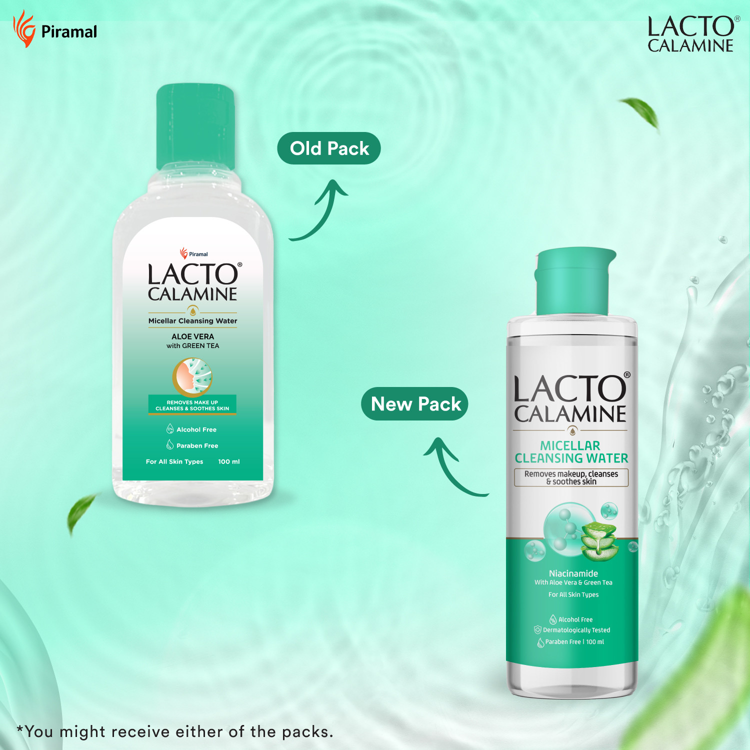 Image of Lacto Calamine Micellar Cleansing Water with Aloe Vera, Green Tea and Niacinamide | Pack of 1 Makeup Remover