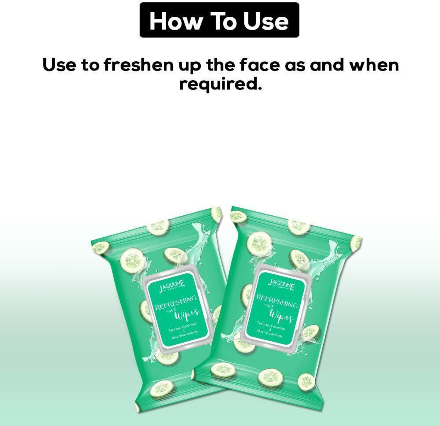 Image of JAQULINE USA Refreshing Face Wipes | Enriched with Cucumber | Hydrating | Gentle on Skin| Makeup Remover