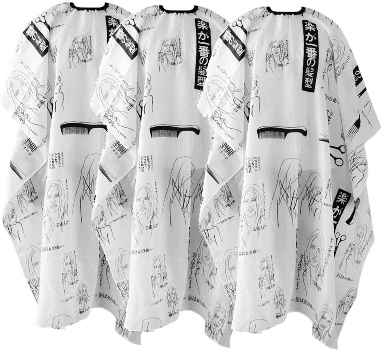 BEAUTRISTRO Waterproof Barber Styling Cape Professional Salon Cape for Men, Unisex Black Hair Cutting Cape with Adjustable N, 35.5 x 55 inches Hairdresser Cape for Hair Treatment - Cutting/Coloring/Perming White Pack of 3 Makeup Apron