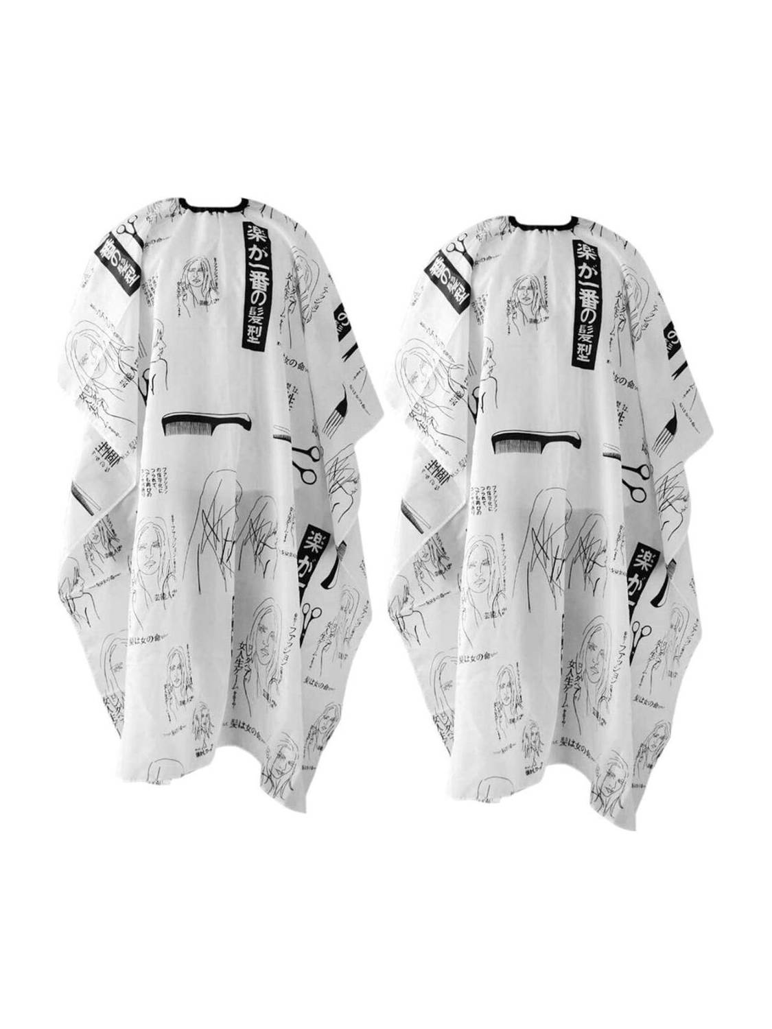 BEAUTRISTRO Waterproof Barber Styling Cape Professional Salon Cape for Men, Unisex Black Hair Cutting Cape with Adjustable N, 35.5 x 55 inches Hairdresser Cape for Hair Treatment - Cutting/Coloring/Perming White Pack of 2 Makeup Apron