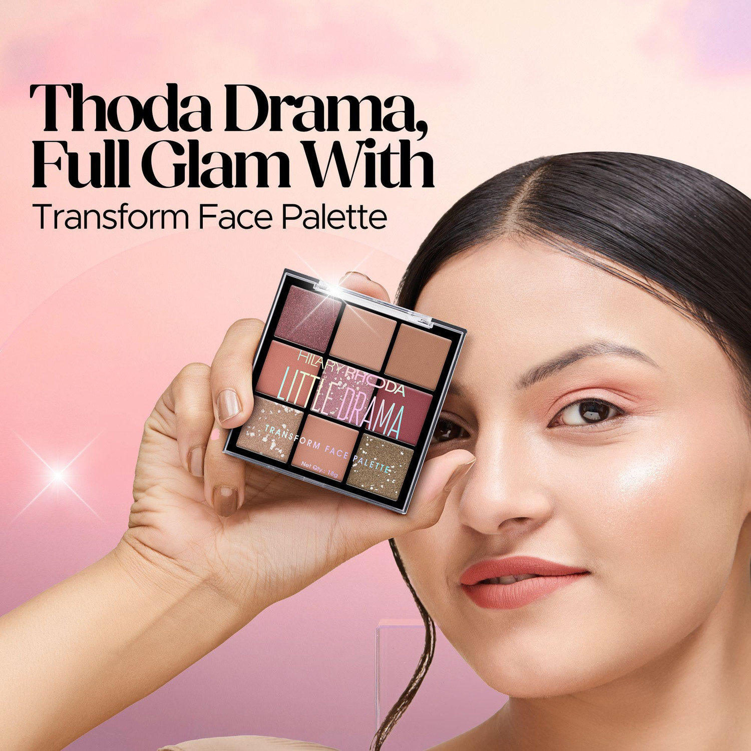 Image of Hilary Rhoda Transform Face Palette|Highly Pigmented |Matte & Shimmer Finish |18g (Soft Glam)
