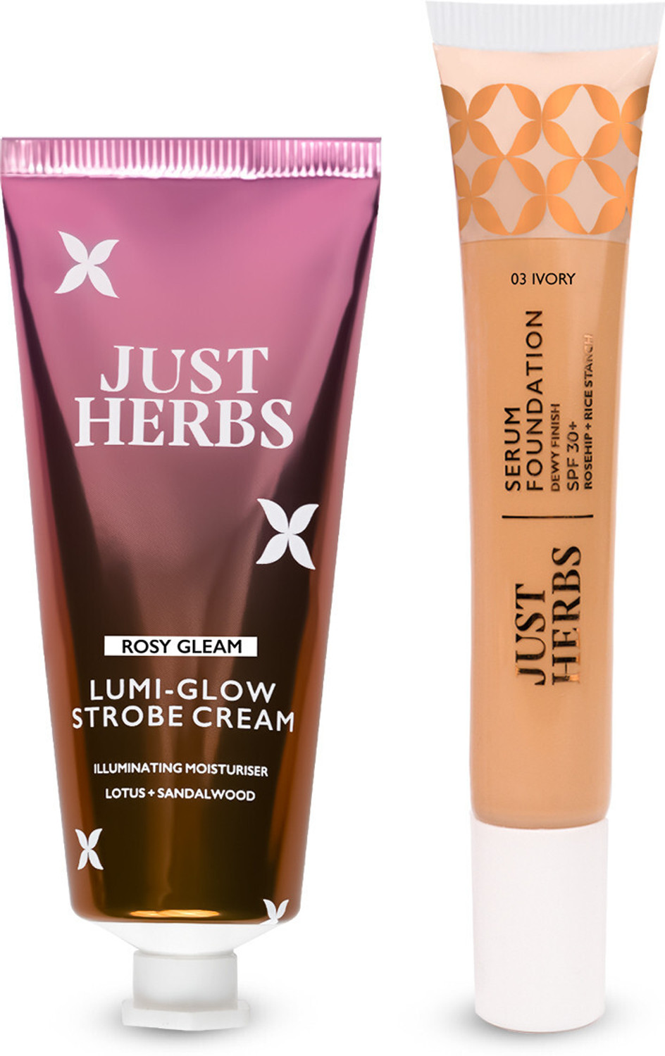 Image of Just Herbs Strobe Cream & Dewy Serum Foundation Ivory SPF 30+ | Pack of 2
