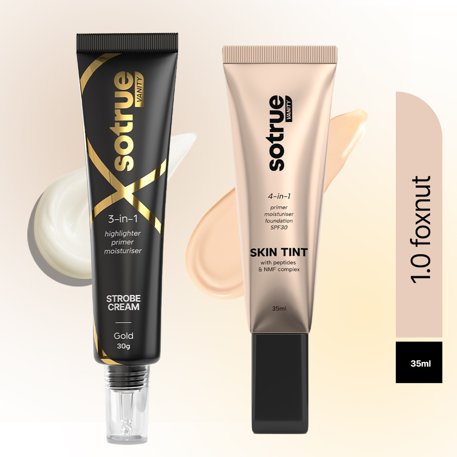 Sotrue Go-to Glow Combo | Skin Tint 35ml & Strobe Cream (Gold) 30gm