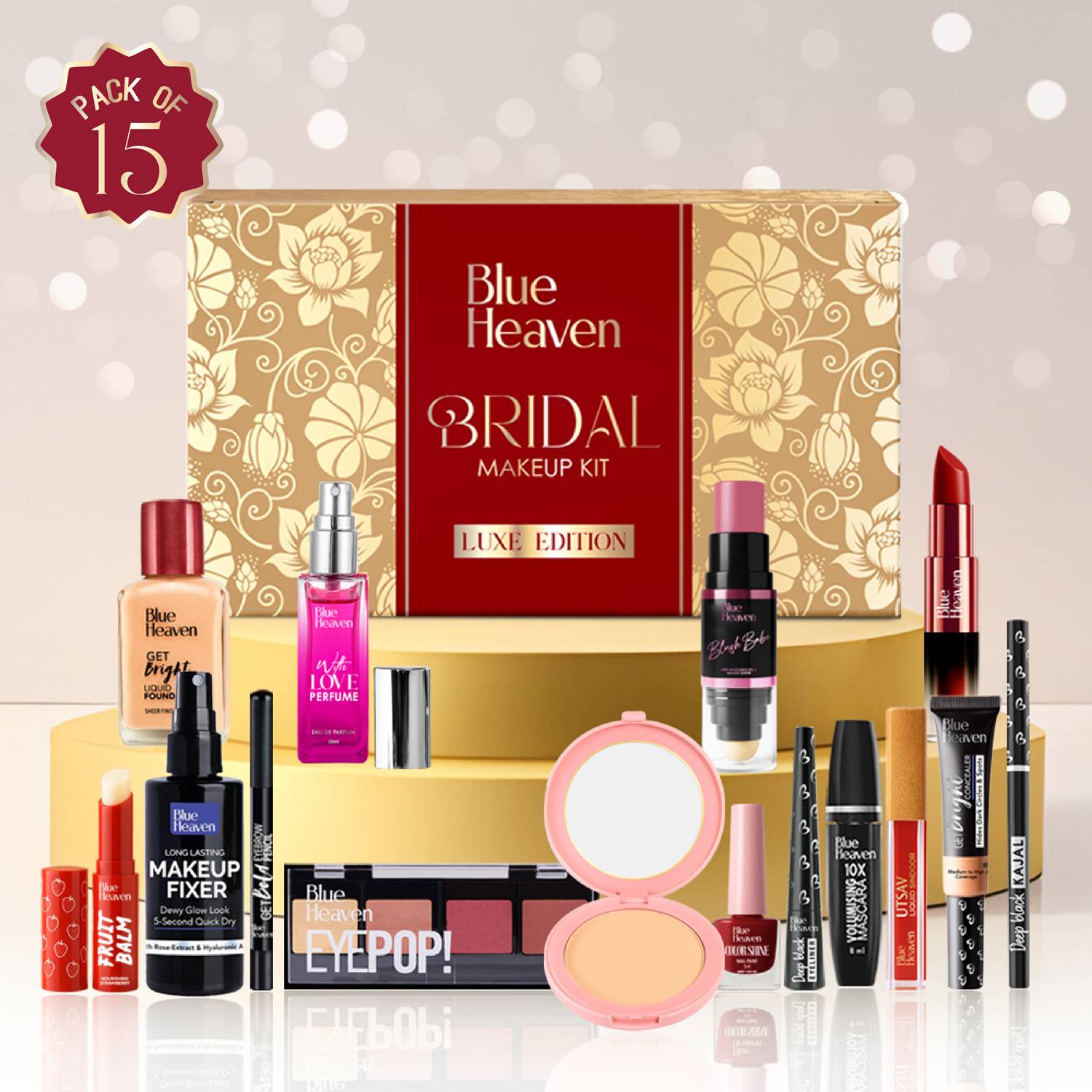 BLUE HEAVEN Bridal Makeup Kit Luxe Edition Makeup Gifting Combo Set for Women - Pack of 15 Rs. 449 - Flipkart