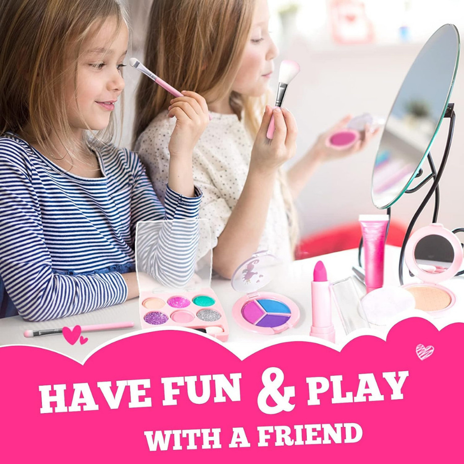 Image of Linivya Kids Real Makeup Kit for Girls & Teens | 18-Piece Washable Set