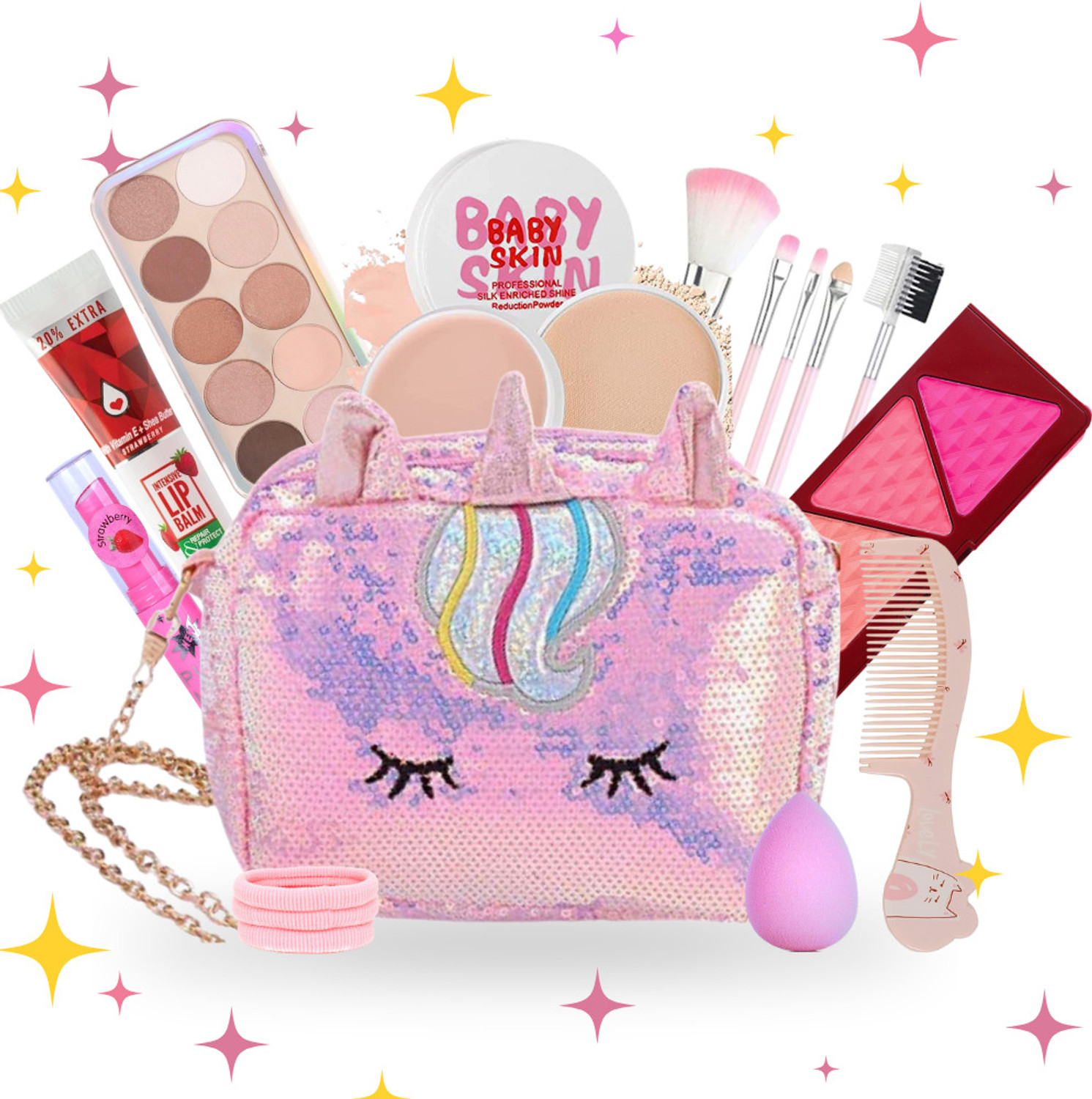Image of Linivya Kids Real Makeup Kit for Girls & Teens | 18-Piece Washable Set