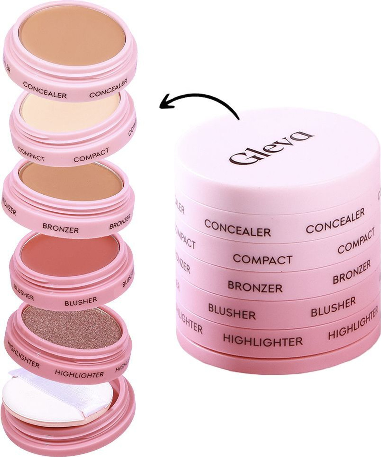 Image of Gleva 5-in-1 Makeup Stack, Smooth & Blendable, Travel-Friendly Makeup Kit ( Dark )