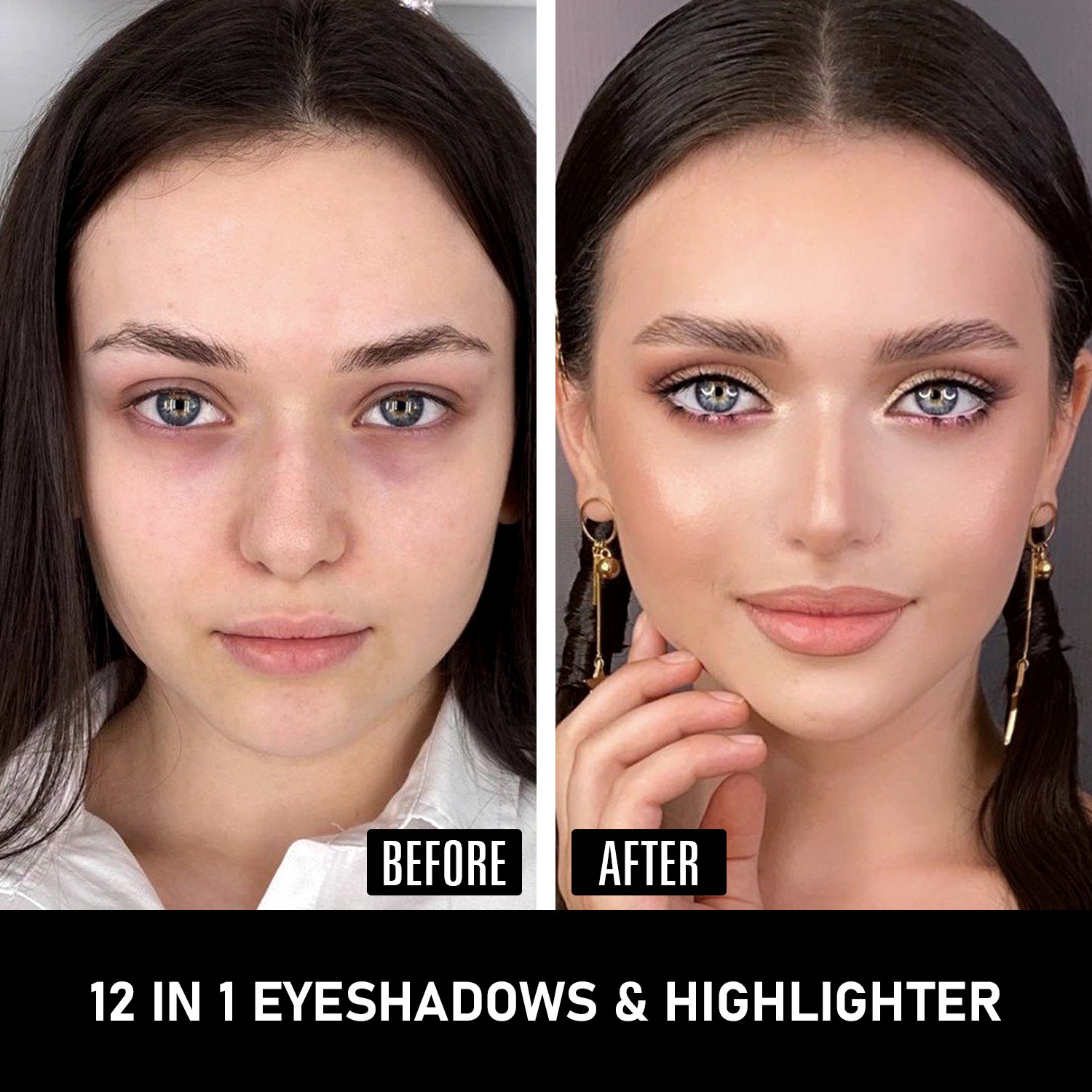 Image of Half N Half 12 in 1 Eyeshadow & Highlighter Palette 12 g