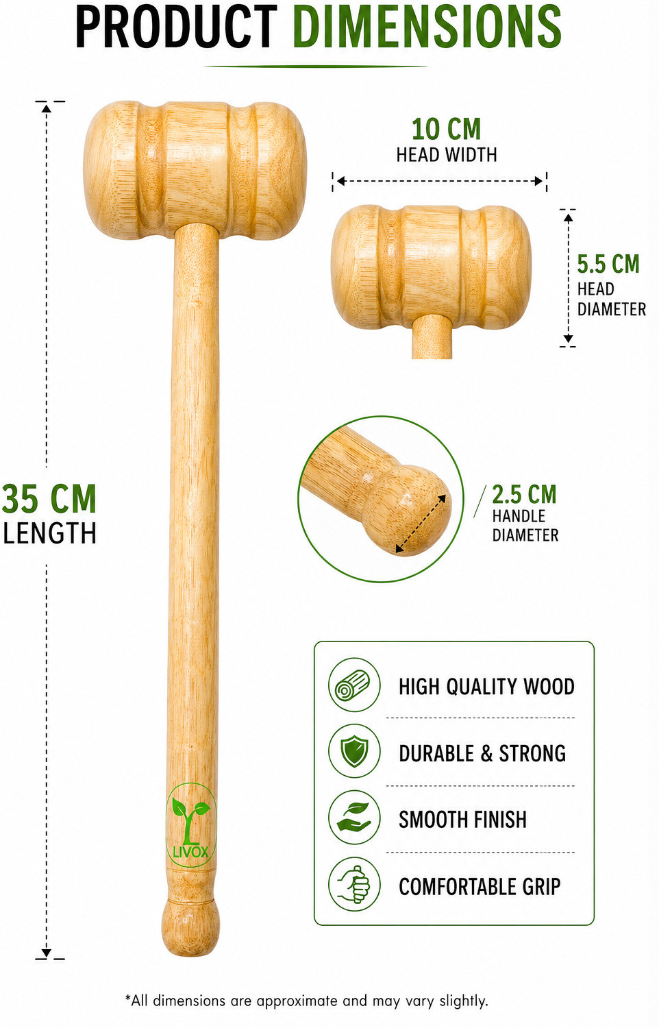 Image of LIVOX Cricket bat knocking hammer with bat grip,cone and bat oil Wooden Bat Mallet