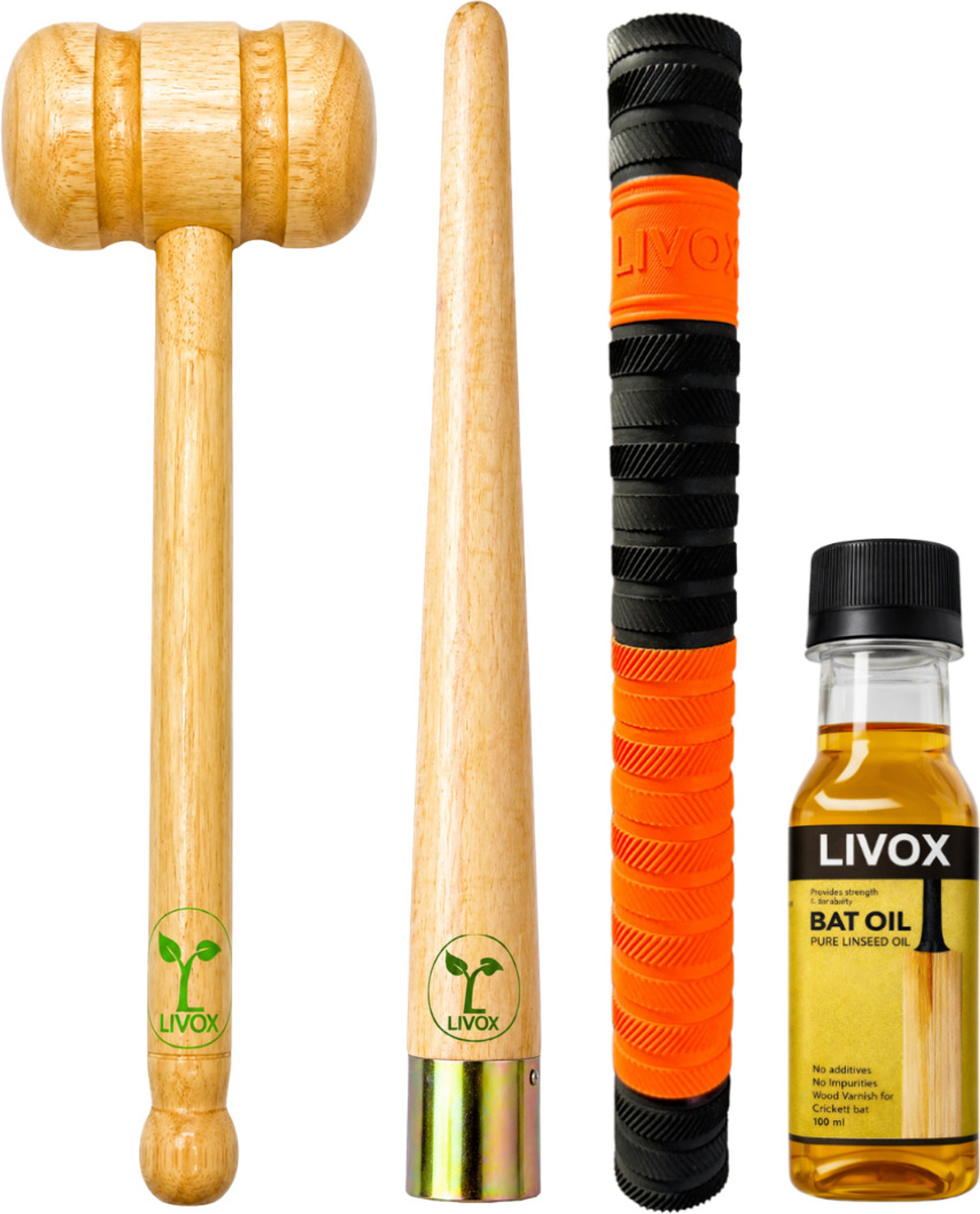 Image of LIVOX Cricket bat knocking hammer with bat grip,cone and bat oil Wooden Bat Mallet