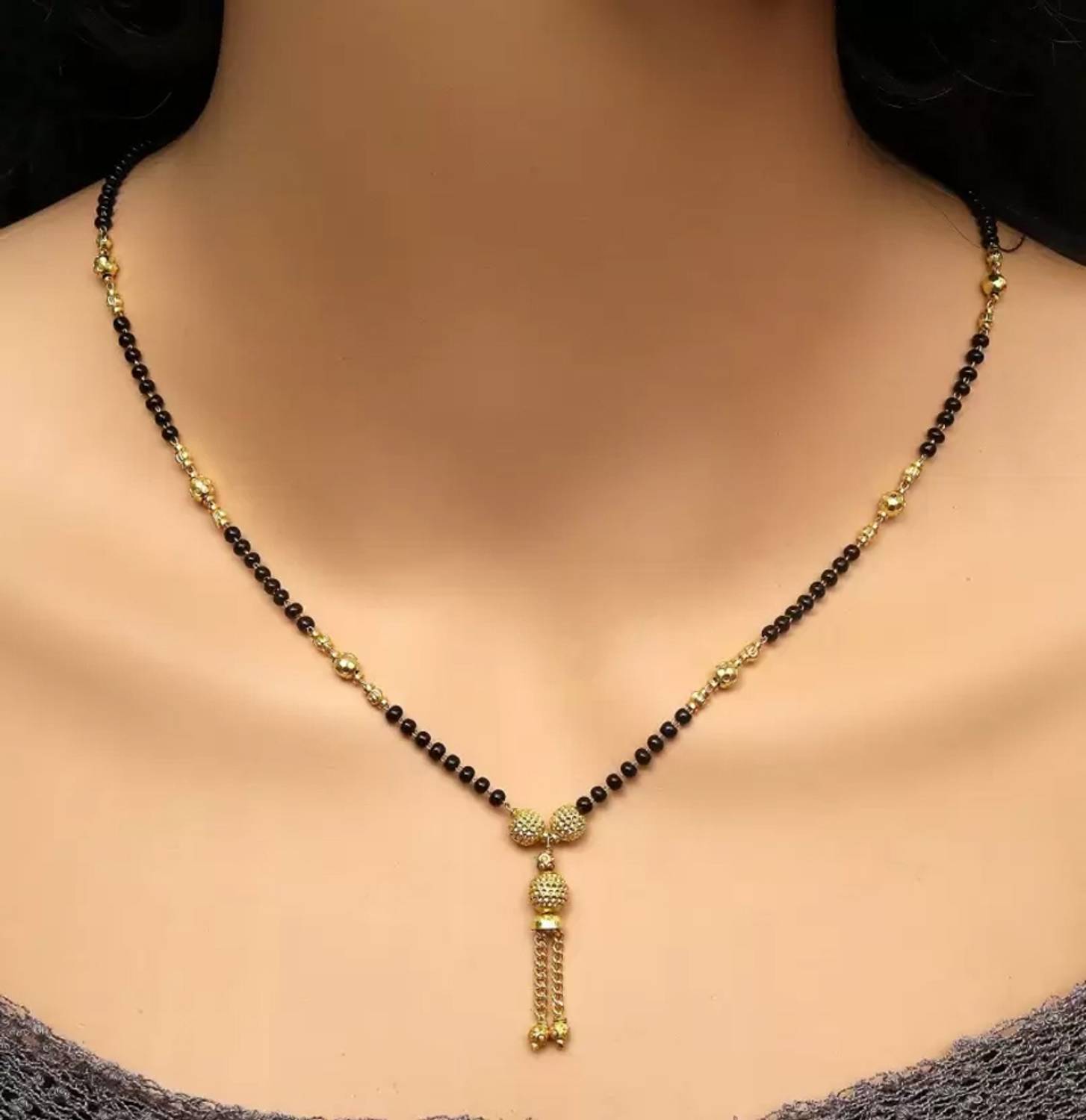 brado jewellery Gold Plated 18 Inch Tanmnaiya for Women and Girls Brass Mangalsutra