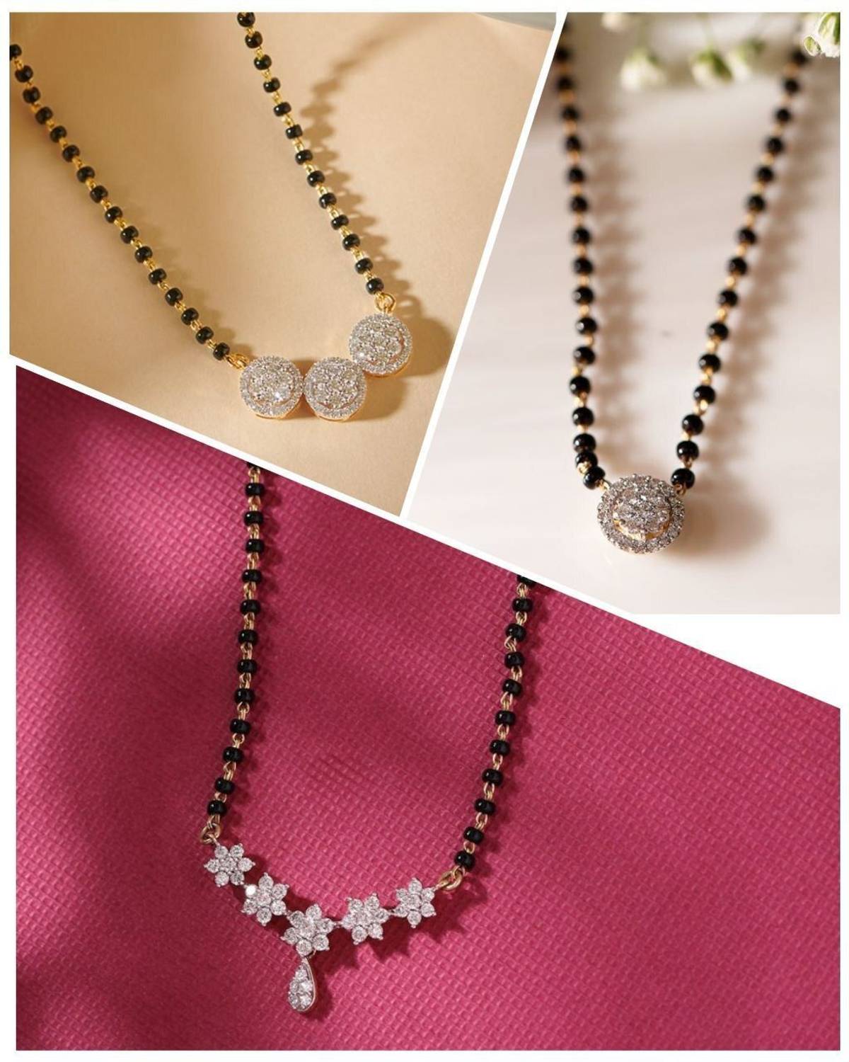 Bhumi09 Bhumi09 Pack of 3 AD Trending Stylish Gold Plated Mangalsutra Stylish Brass Mangalsutra