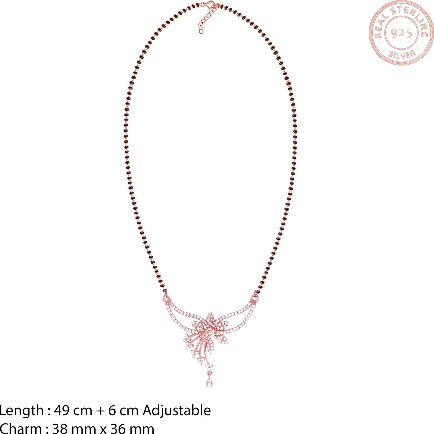 Image of GIVA 925 Silver Rose Gold Love Bond Mangalsutra|Lifetime Plating|6 Month Warranty Sterling Silver Mangalsutra