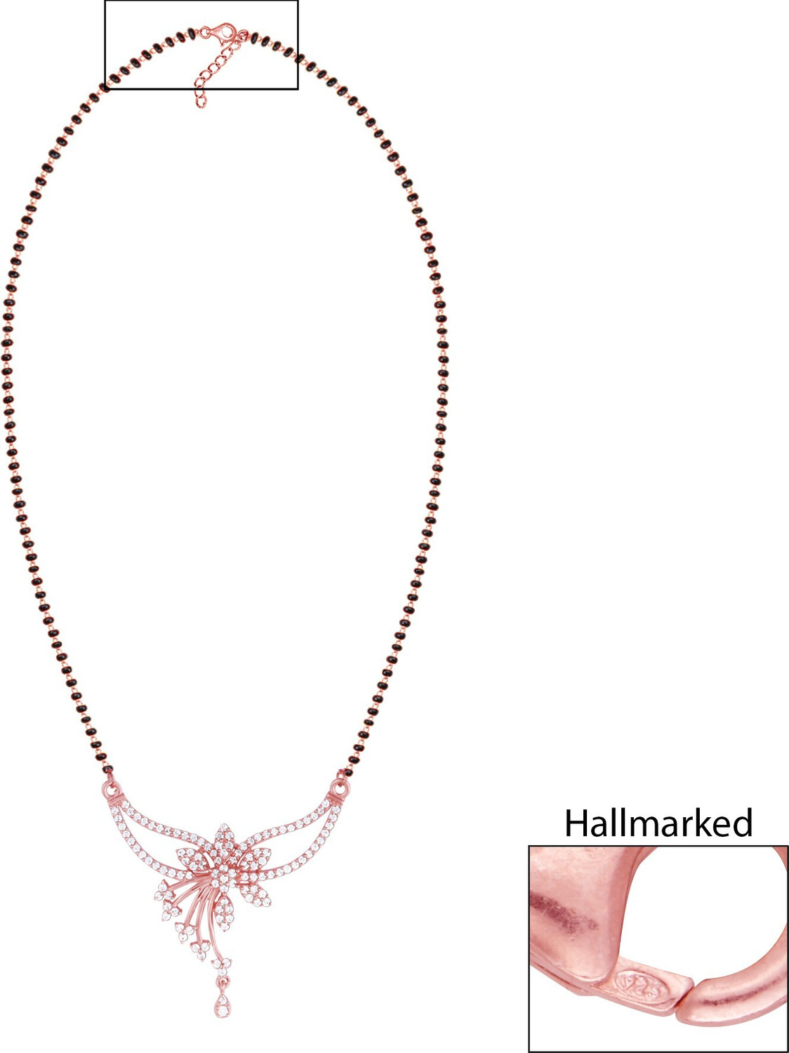 Image of GIVA 925 Silver Rose Gold Love Bond Mangalsutra|Lifetime Plating|6 Month Warranty Sterling Silver Mangalsutra