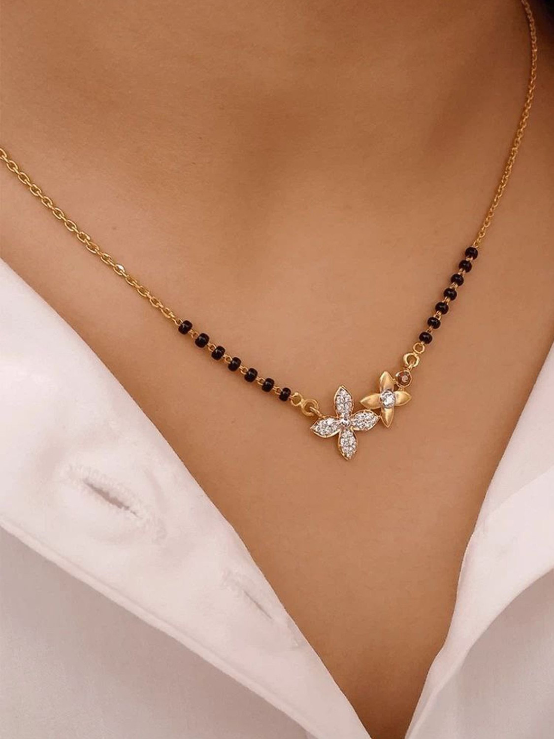 Image of Bhumi09 Bhumi09 American Diamond Gold Pack of 1 For women Stylish Brass Mangalsutra