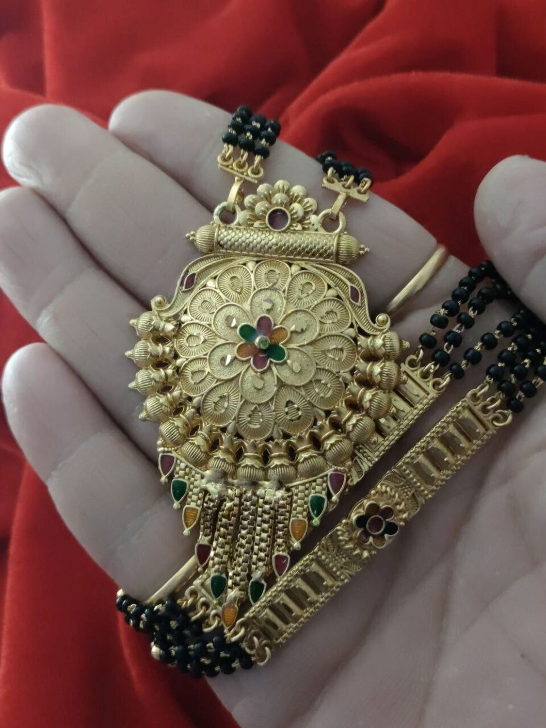 Image of Niva Fashion long gold-plated indian design mangalsutra Alloy Mangalsutra