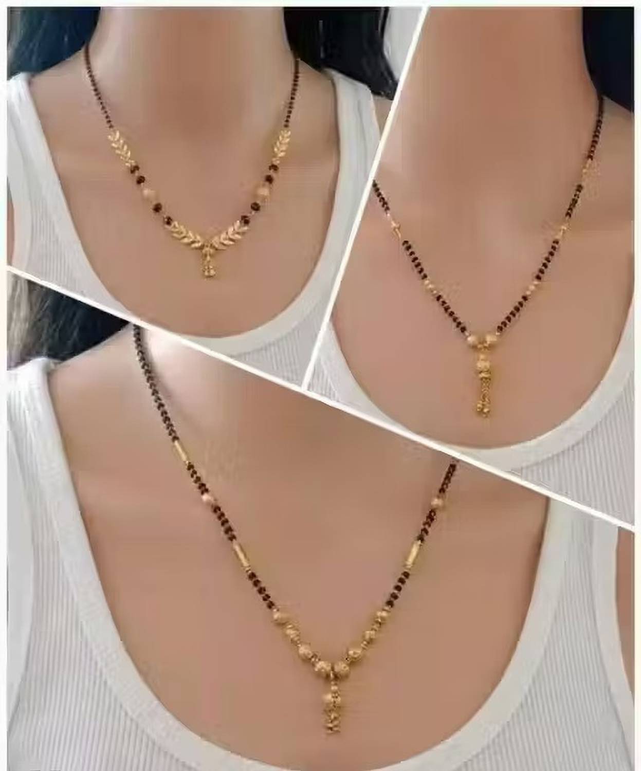 suvarn palace Traditional Brass Mangalsutra Pack of 3 - Image 3