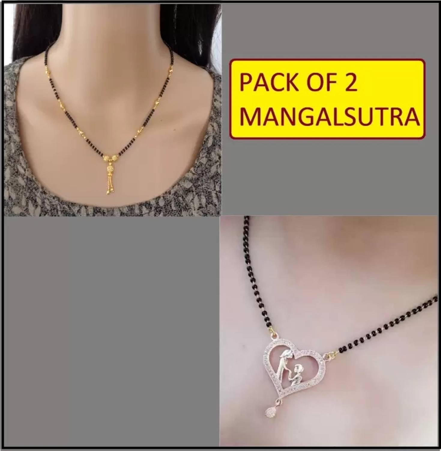 Bhumi09 Bhumi09 Combo of 2 One Gram Gold Plated Mangalsutra Brass Mangalsutra Brass Mangalsutra