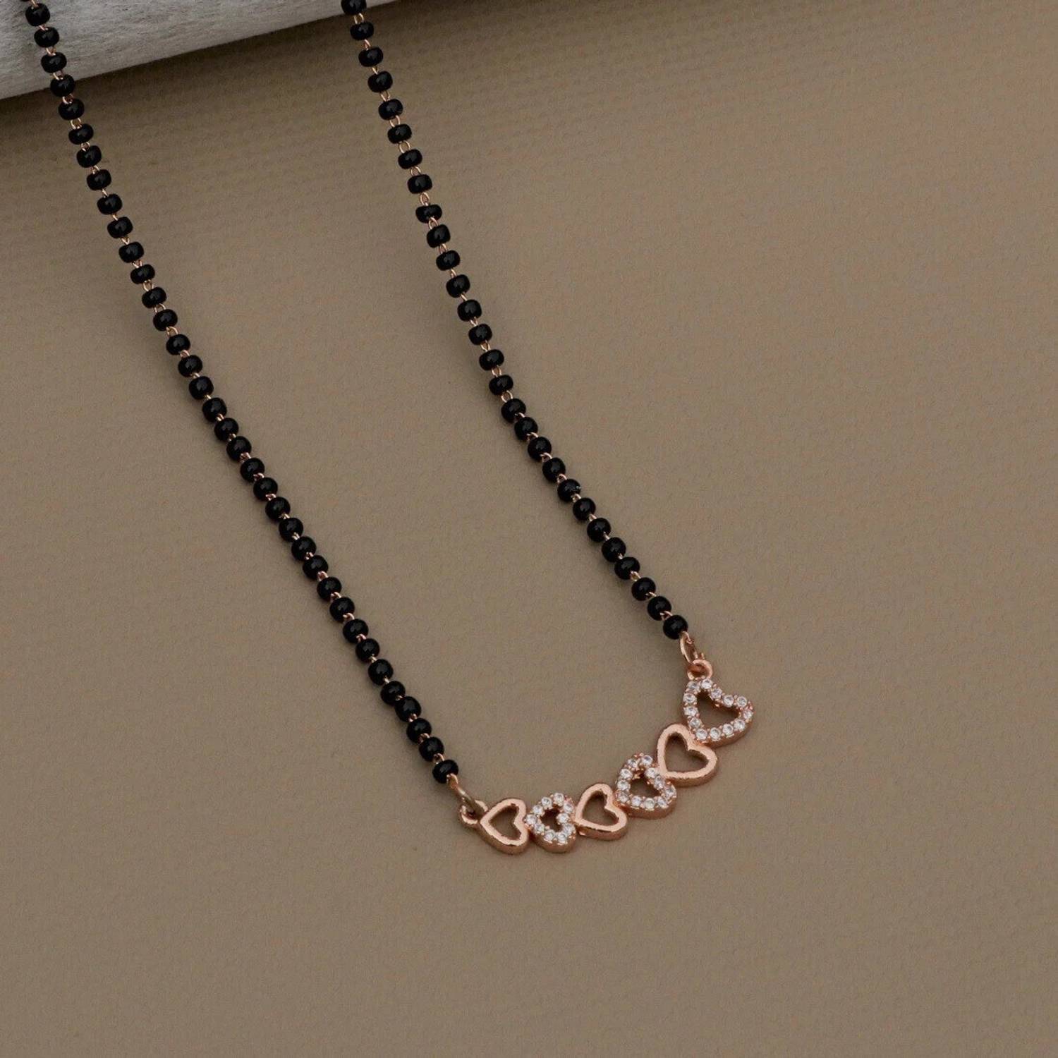 Bluewhale Rose Gold AD HART dimound mangalsutra Brass Mangalsutra