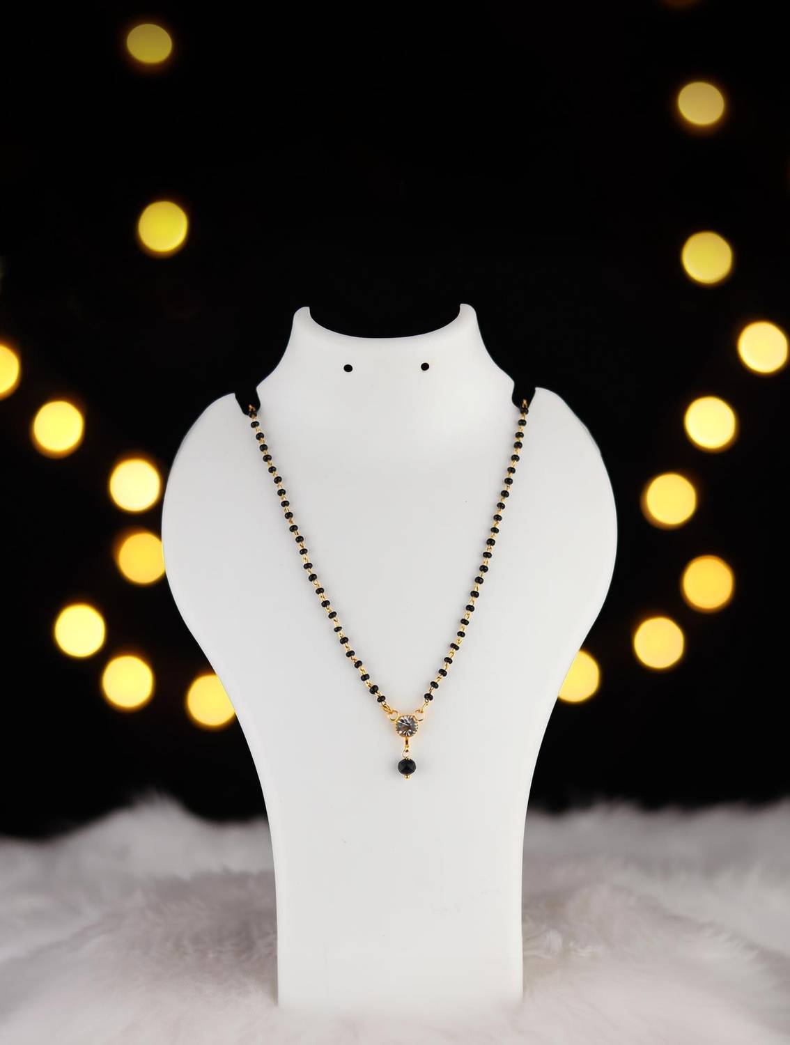 jill fashion Gold Plated Black Beaded Mangal Sutra for Women Alloy Mangalsutra