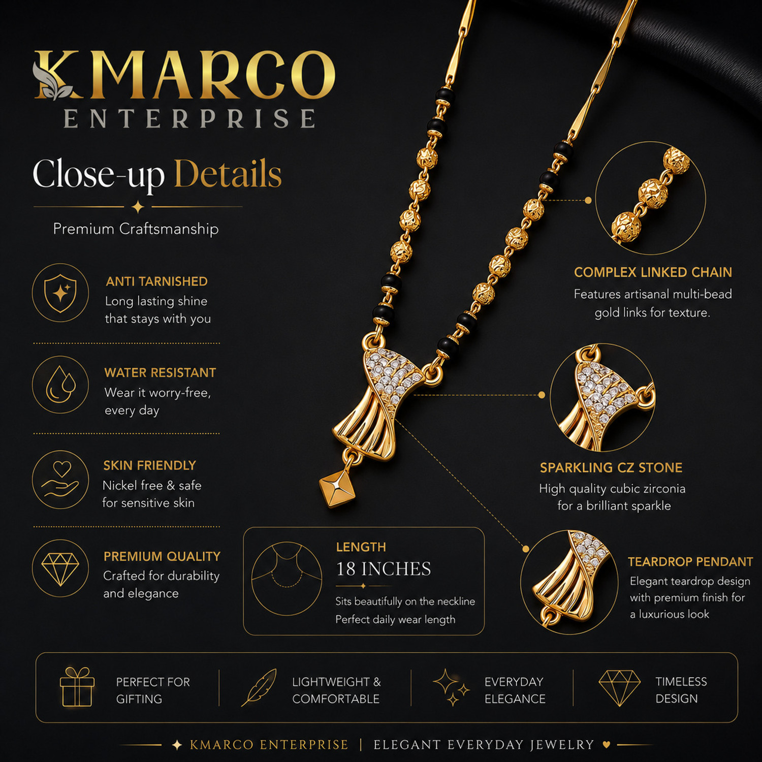 Image of kmarco New Trending Brass Gold-Plated Mangalsutra For Women | Design 2025 2026 | Brass Mangalsutra