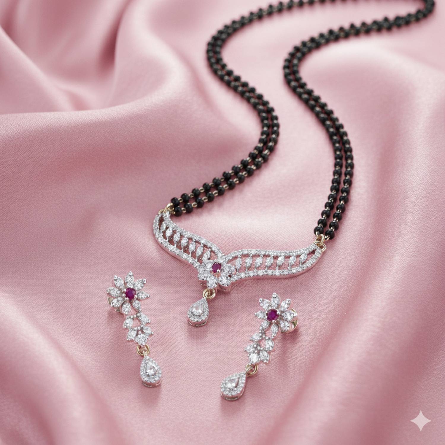 Amshine Traditional Black Beads Mangalsutra Set for Women | Alloy Mangalsutra