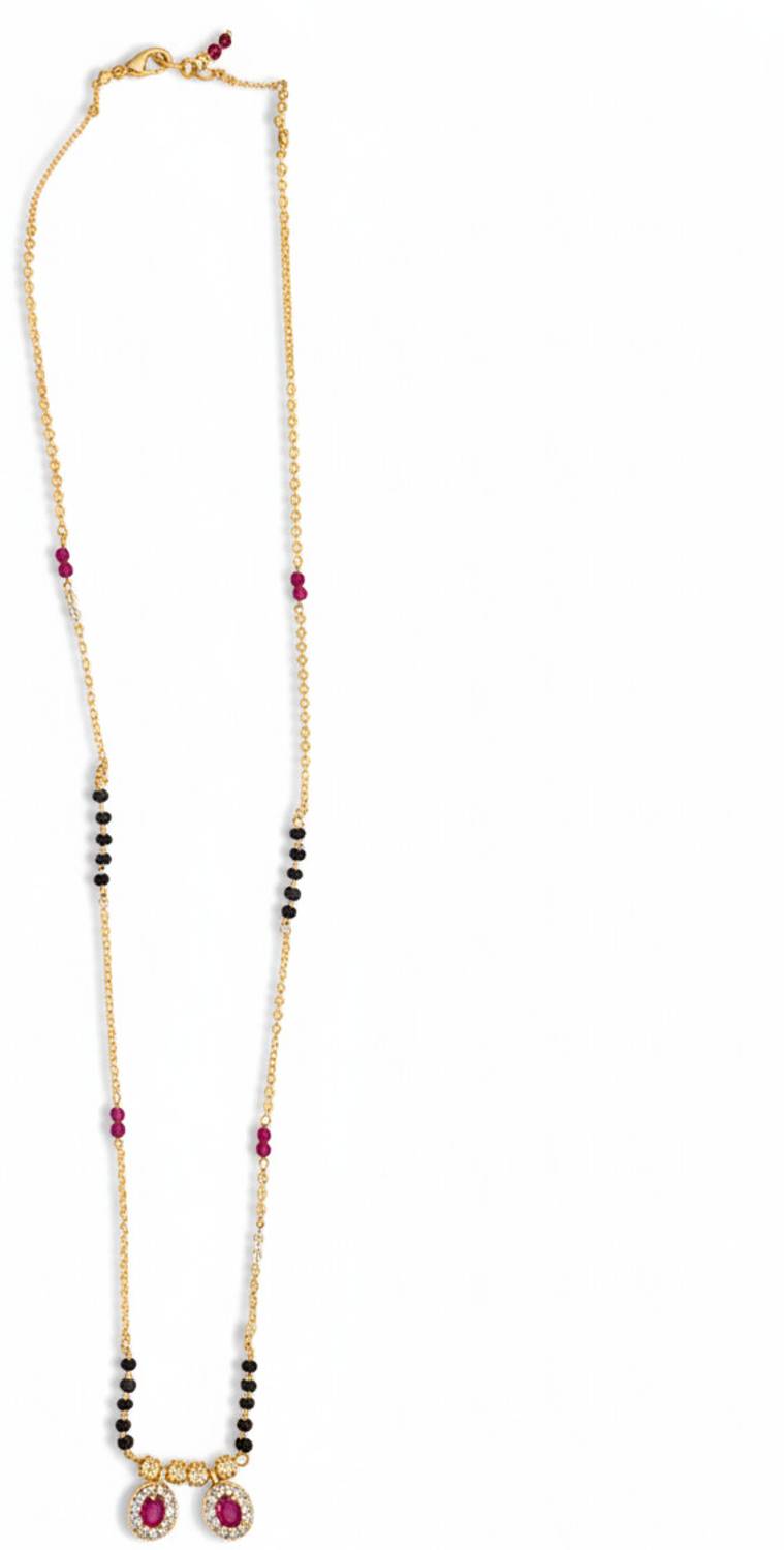 ADITI COLLECTION DIAMOND MANGALSUTRA WITH PINK GEM Brass Mangalsutra