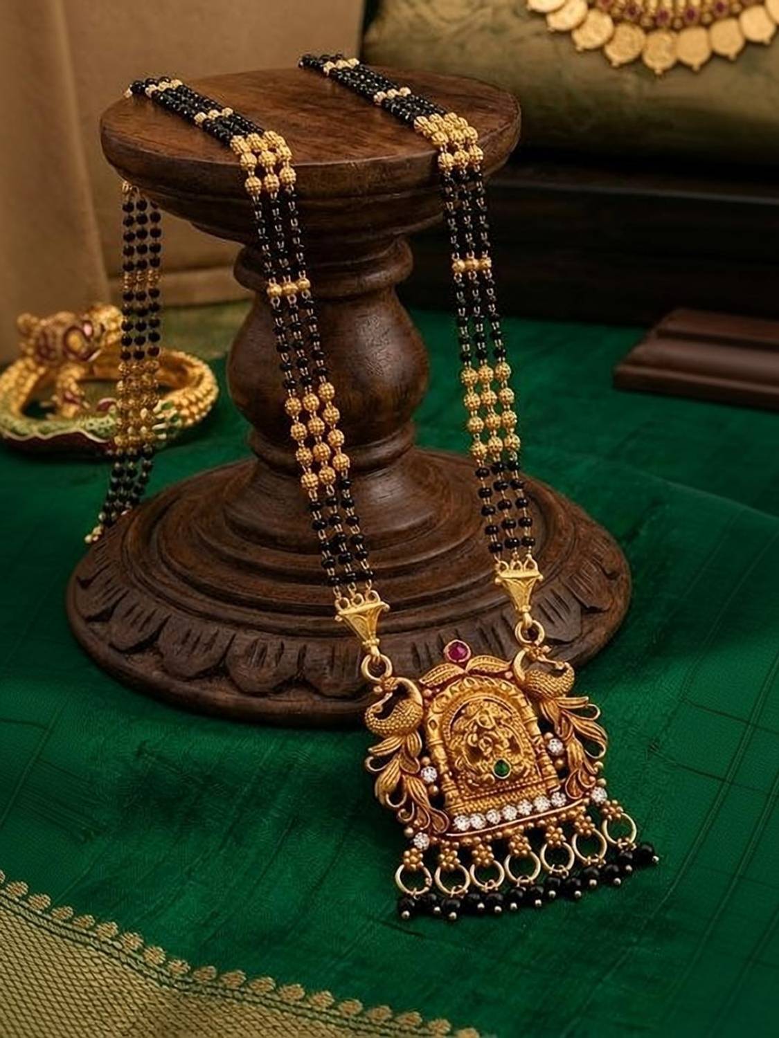 ALEXIJEWELS 1 GRAME GOLD PLATED 24"INCH LAKSHMI MANGALSUTRA FOR WOMEN& GIRLS Brass Mangalsutra