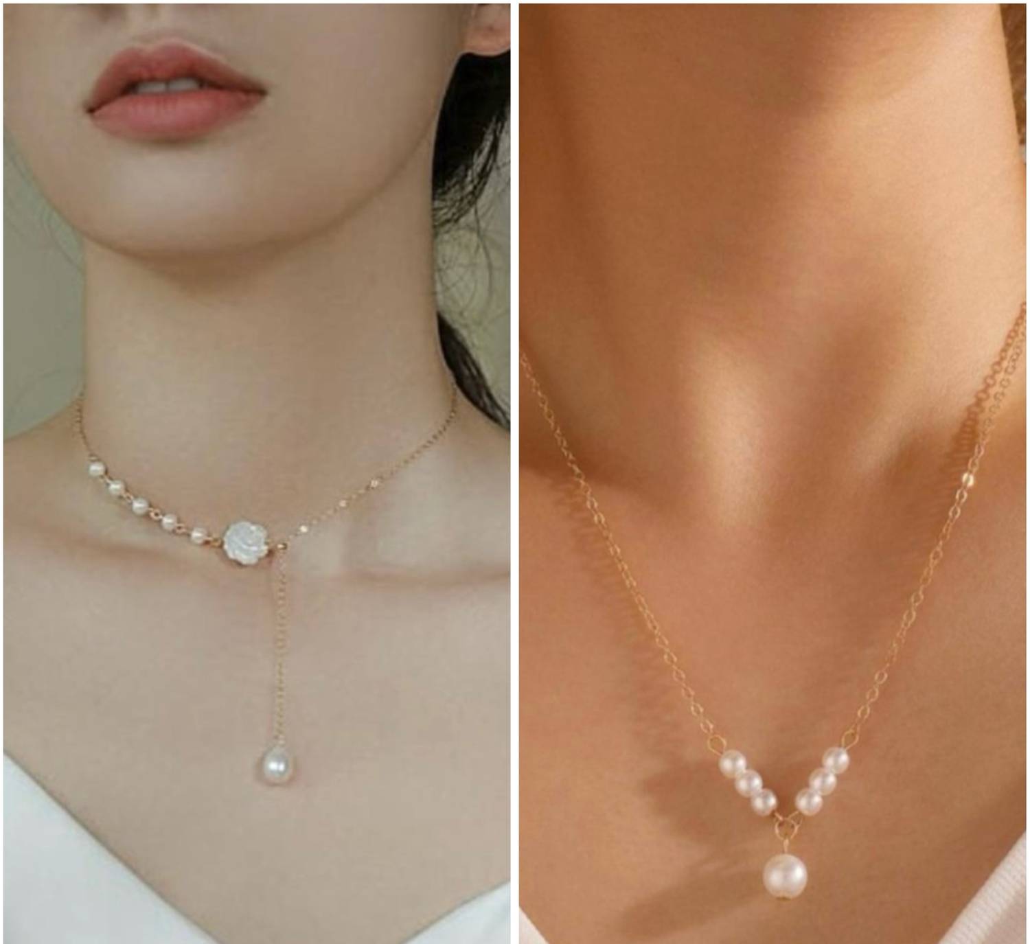 Aviman Creations Beautiful two pearl chain combo sets Brass Tanmaniya
