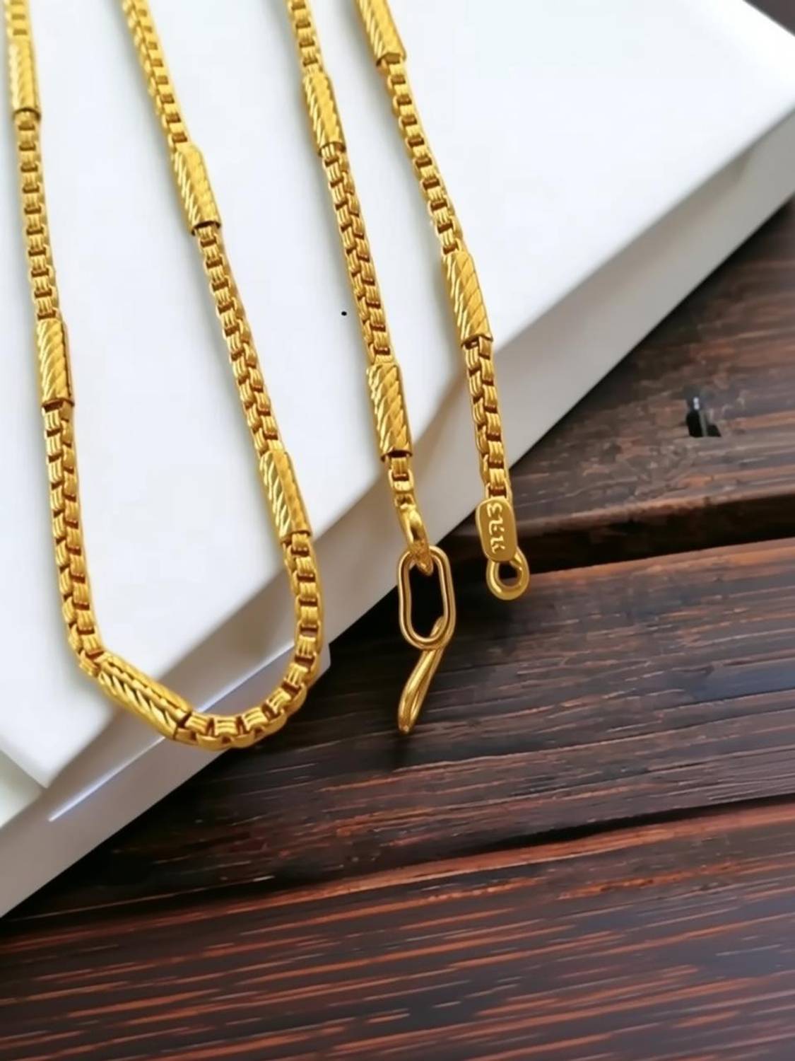 BHASHIMI 1 gram High Quality Indian Polished “20” Inches Gold Chain for Men and boy Copper Chain
