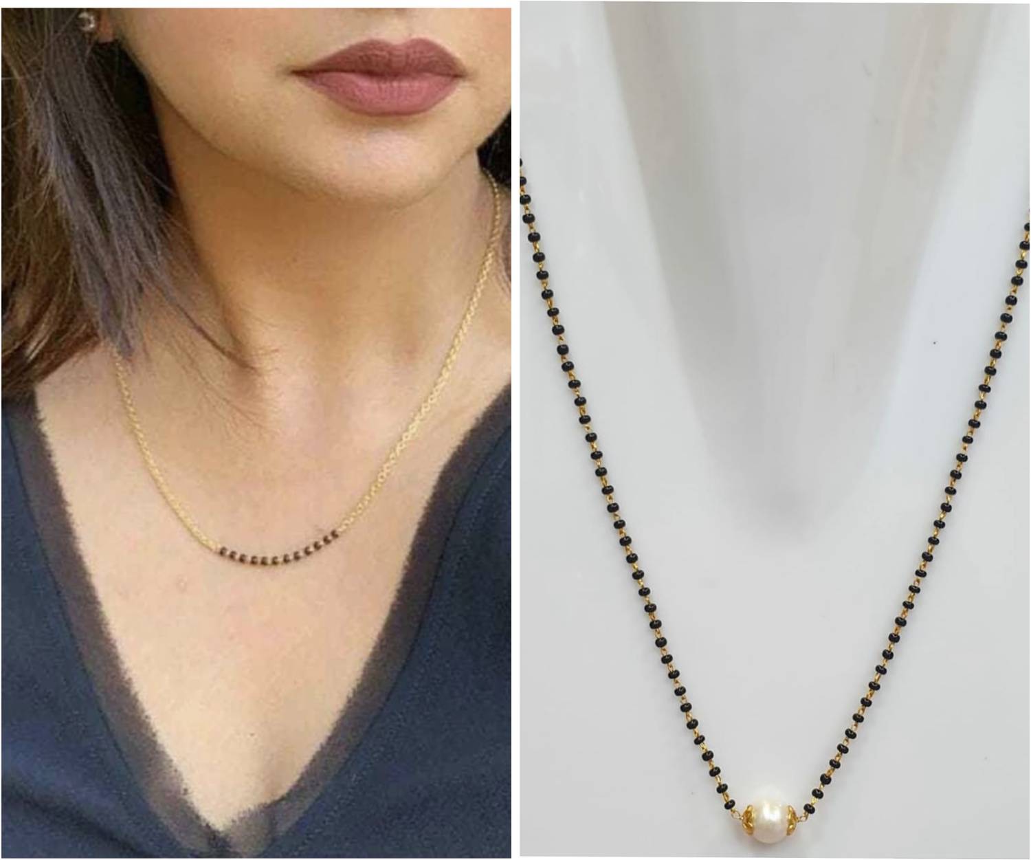 Aviman Creations PEARL TWO COMBO SET OF MANGALSUTRA SETS Brass Mangalsutra