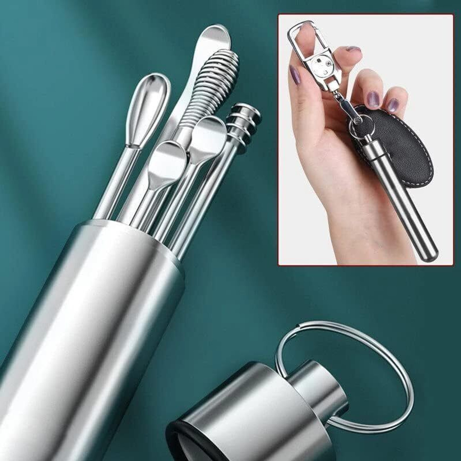 Image of HAKEX 6-in-1 Ear Wax Cleaner -Resuable Ear Cleaning Tools - Ear Pick Tool Kit with Ear