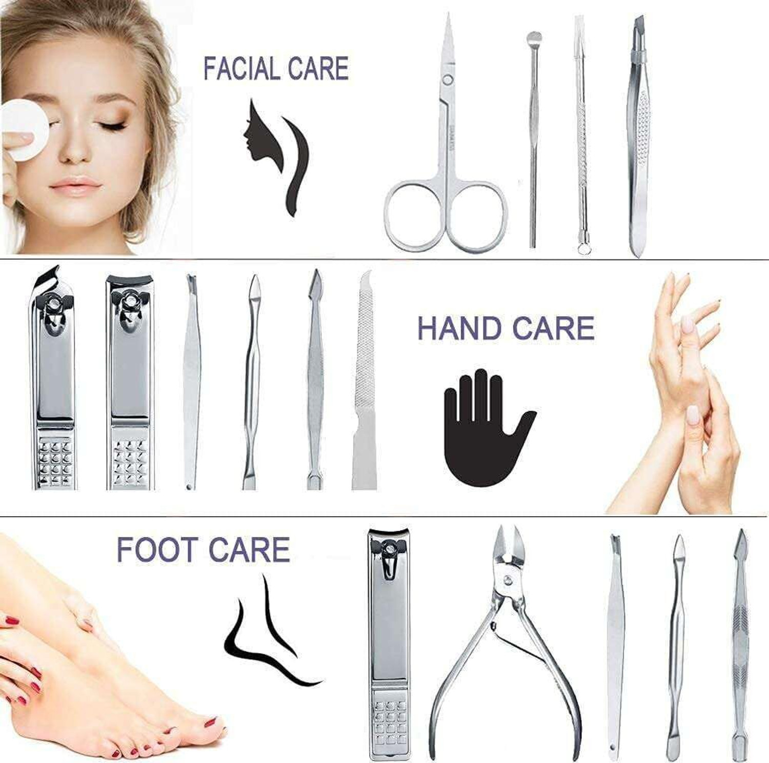 Image of NIGRIFIX Professional Manicure Set Pedicure Tools Stainless Steel Foot Care Foot File