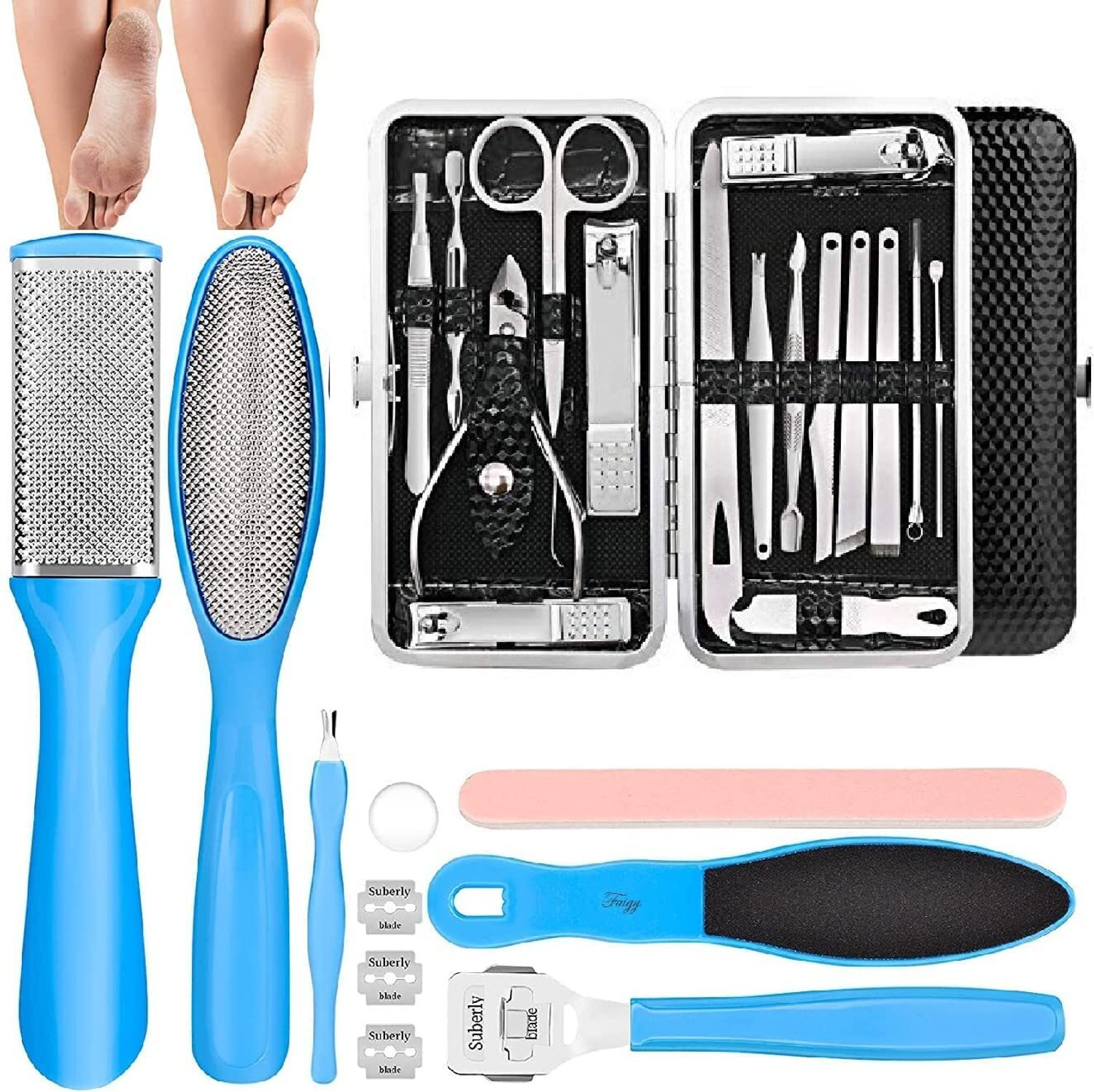 Image of NIGRIFIX Professional Manicure Set Pedicure Tools Stainless Steel Foot Care Foot File