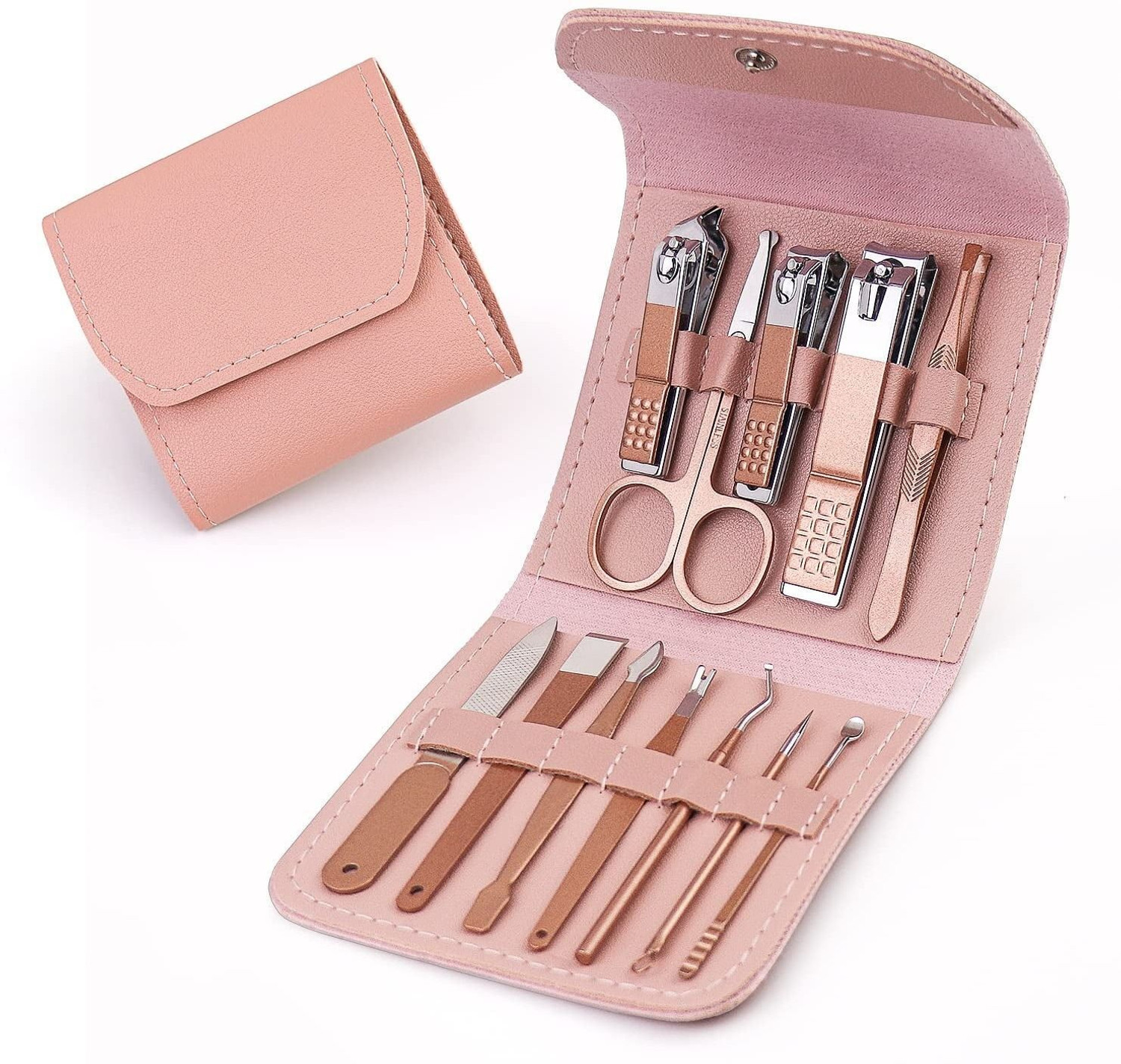 Image of moan's 16 pcs of manicure kit with stylish leather case for body gromming(multicolor)