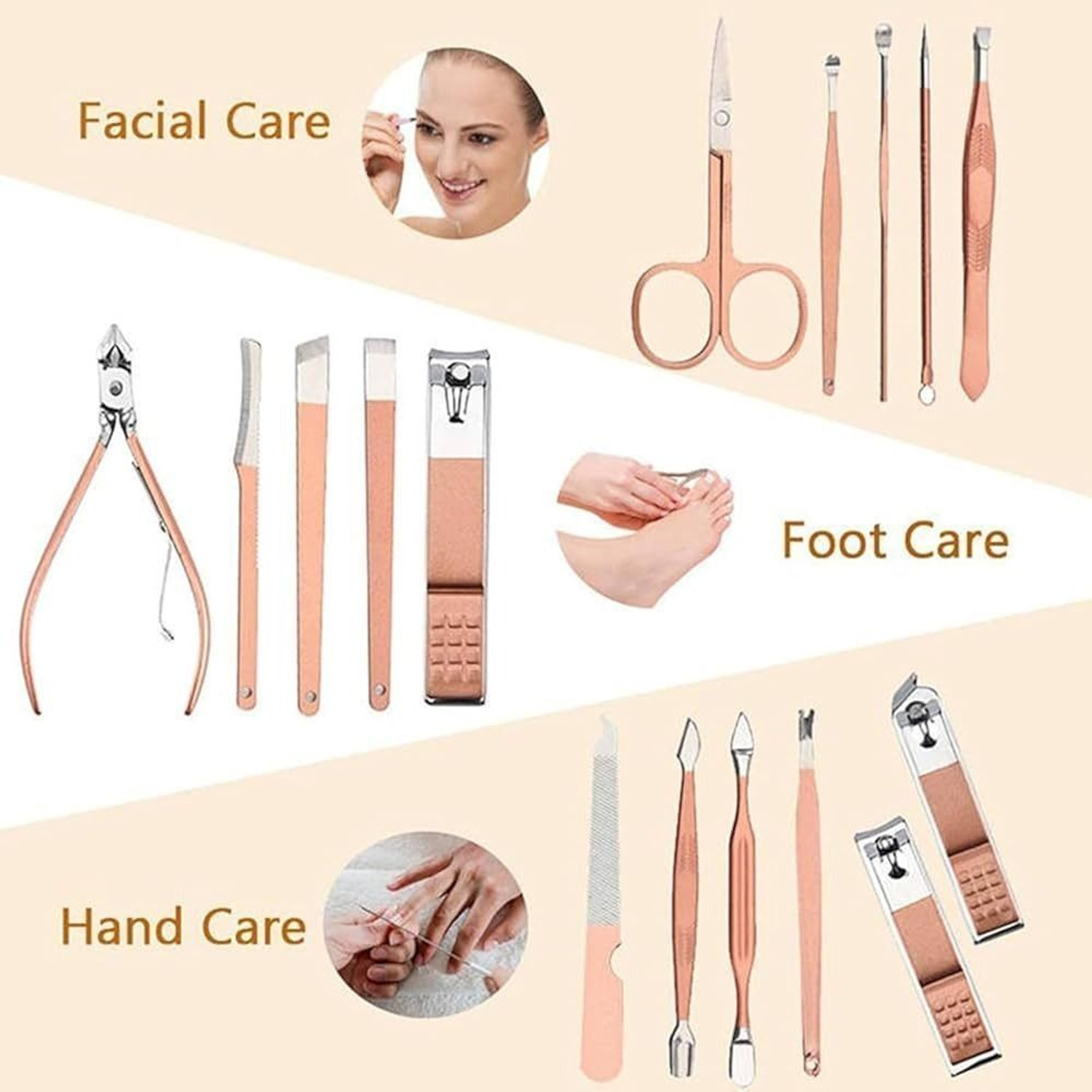 Image of moan's 16 pcs of manicure kit with stylish leather case for body gromming(multicolor)