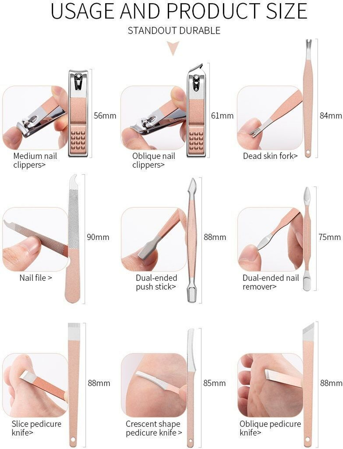 Image of moan's 16 pcs of manicure kit with stylish leather case for body gromming(multicolor)