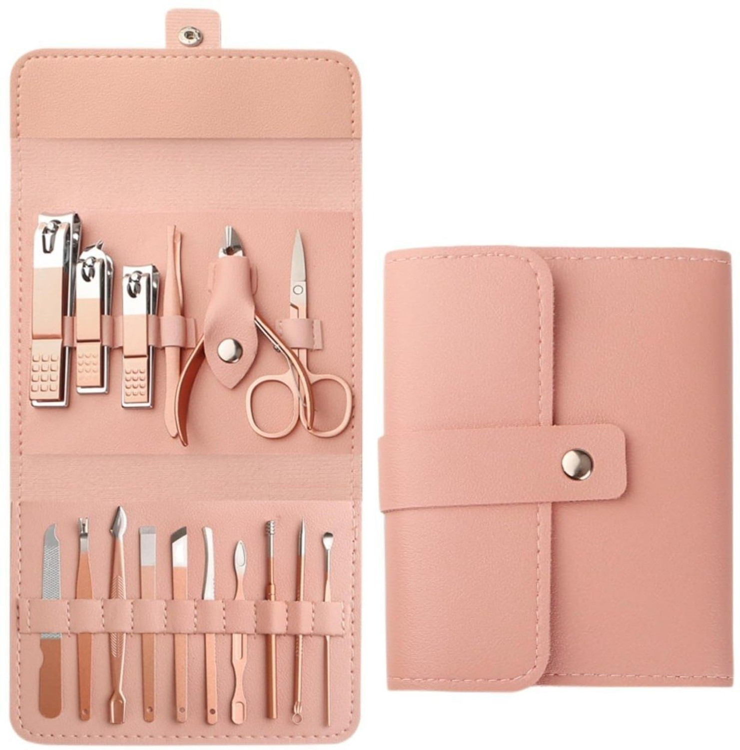 Image of moan's 16 pcs of manicure kit with stylish leather case for body gromming(multicolor)